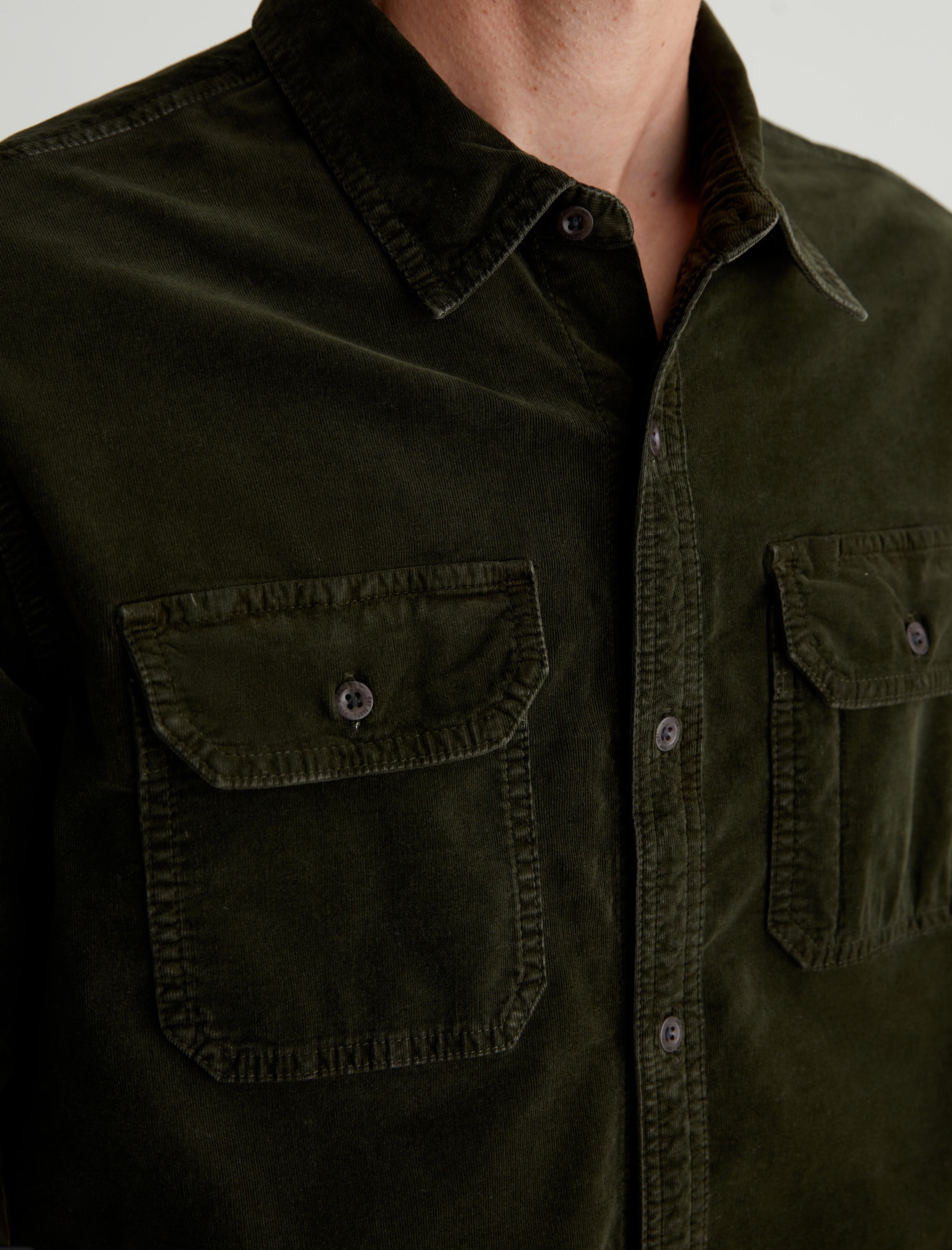 Aiden Utility Shirt Sulfur Dried Cedar Classic Button Up Corduroy Shirt Men Top Photo 5