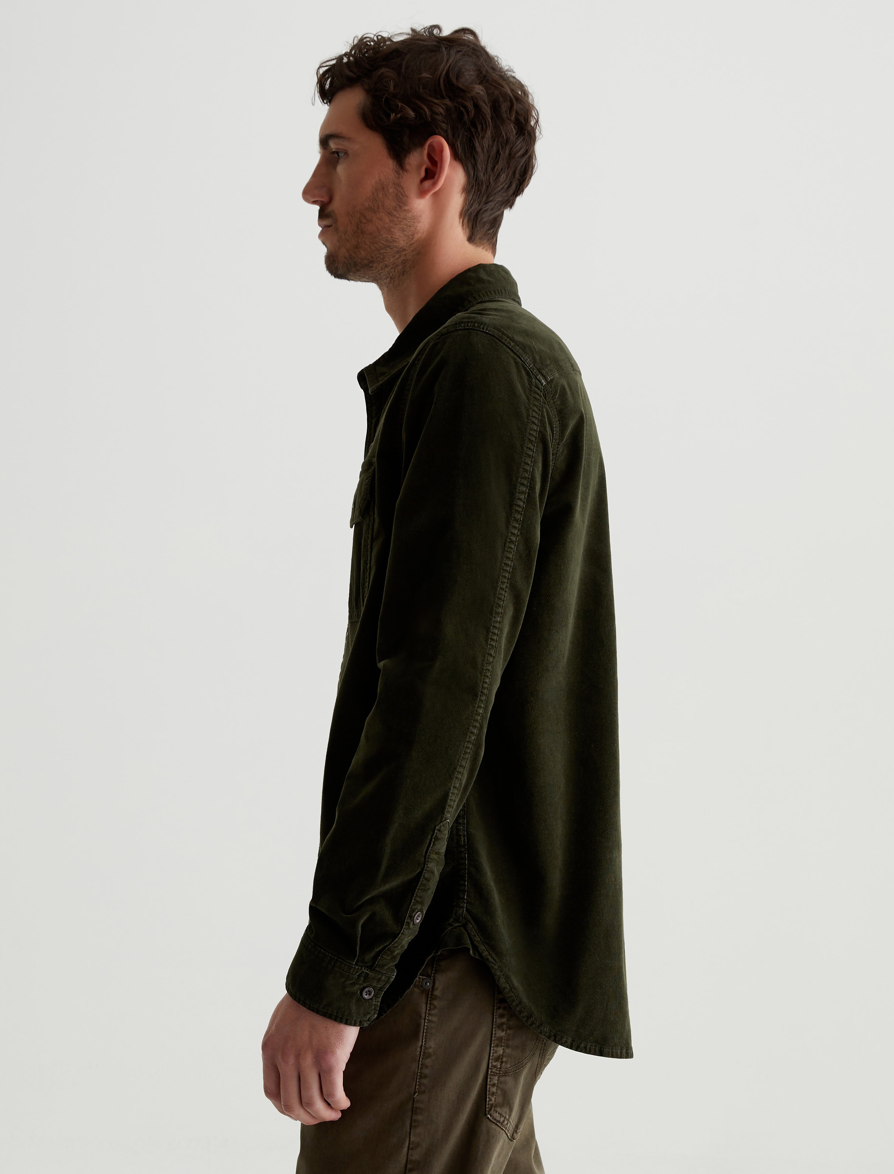 Aiden Utility Shirt Sulfur Dried Cedar Classic Button Up Corduroy Shirt Men Top Photo 6