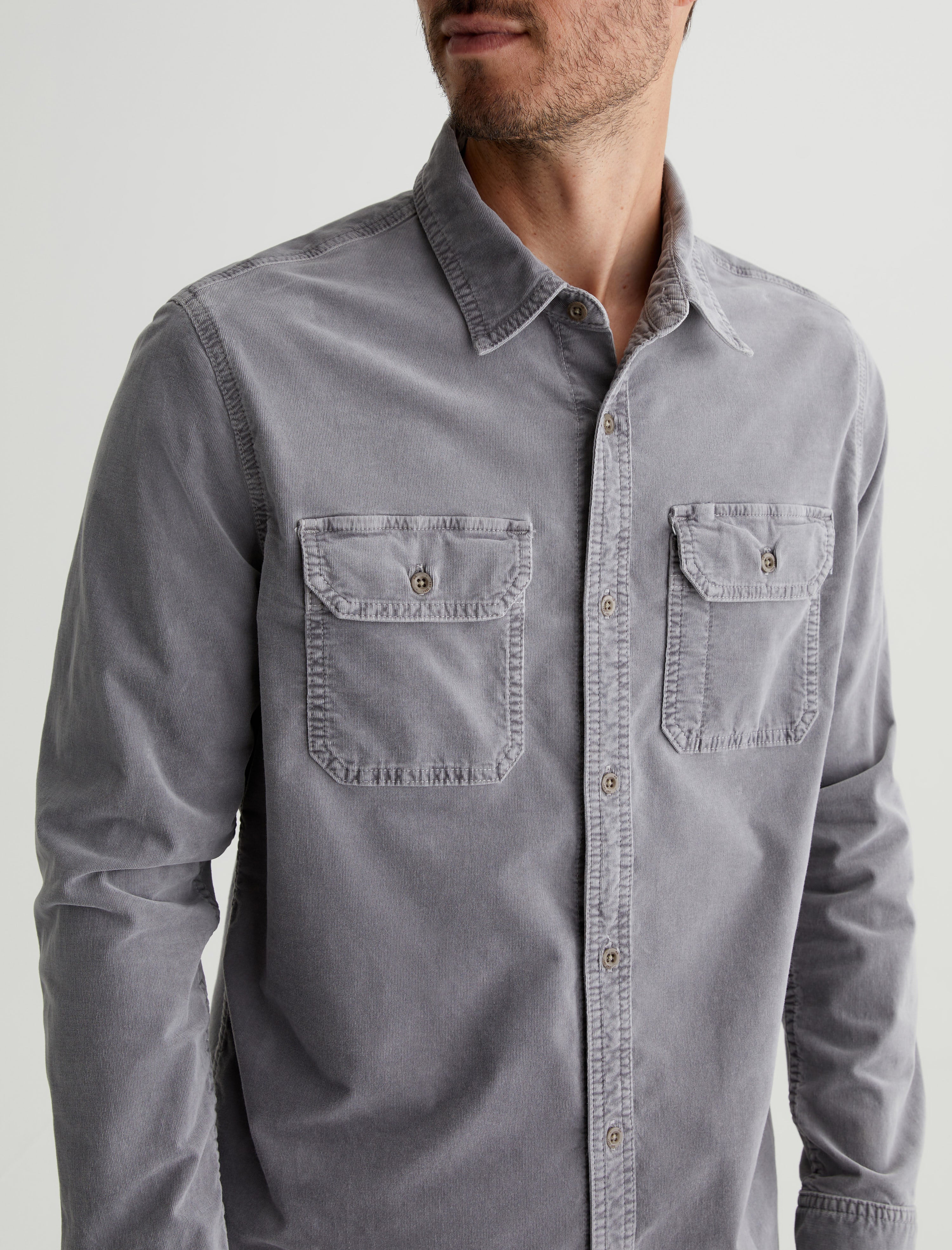 Aiden Utility Shirt Sulfur Tuscany Stone Classic Button Up Corduroy Shirt Men Top Photo 2