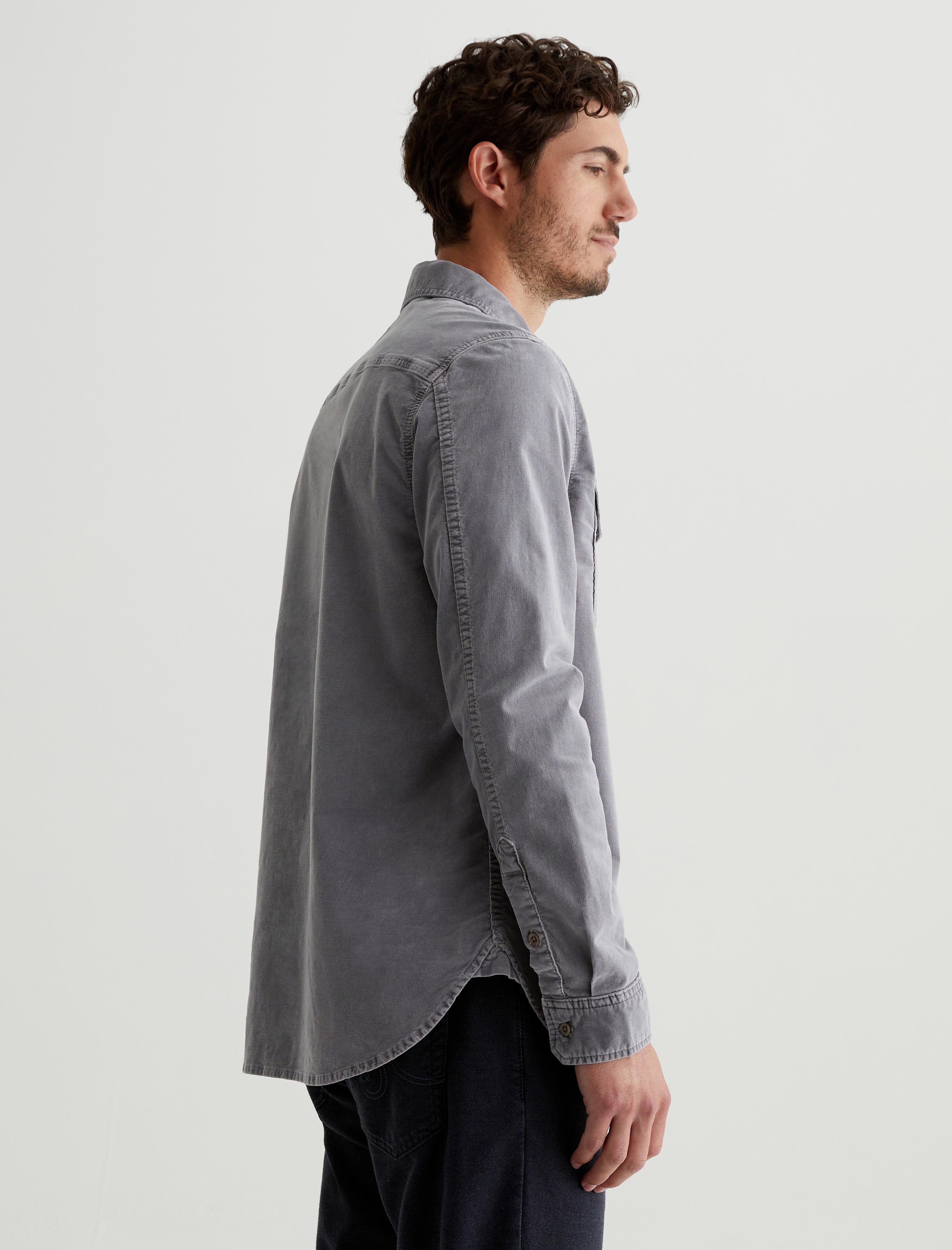 Aiden Utility Shirt Sulfur Tuscany Stone Classic Button Up Corduroy Shirt Men Top Photo 3