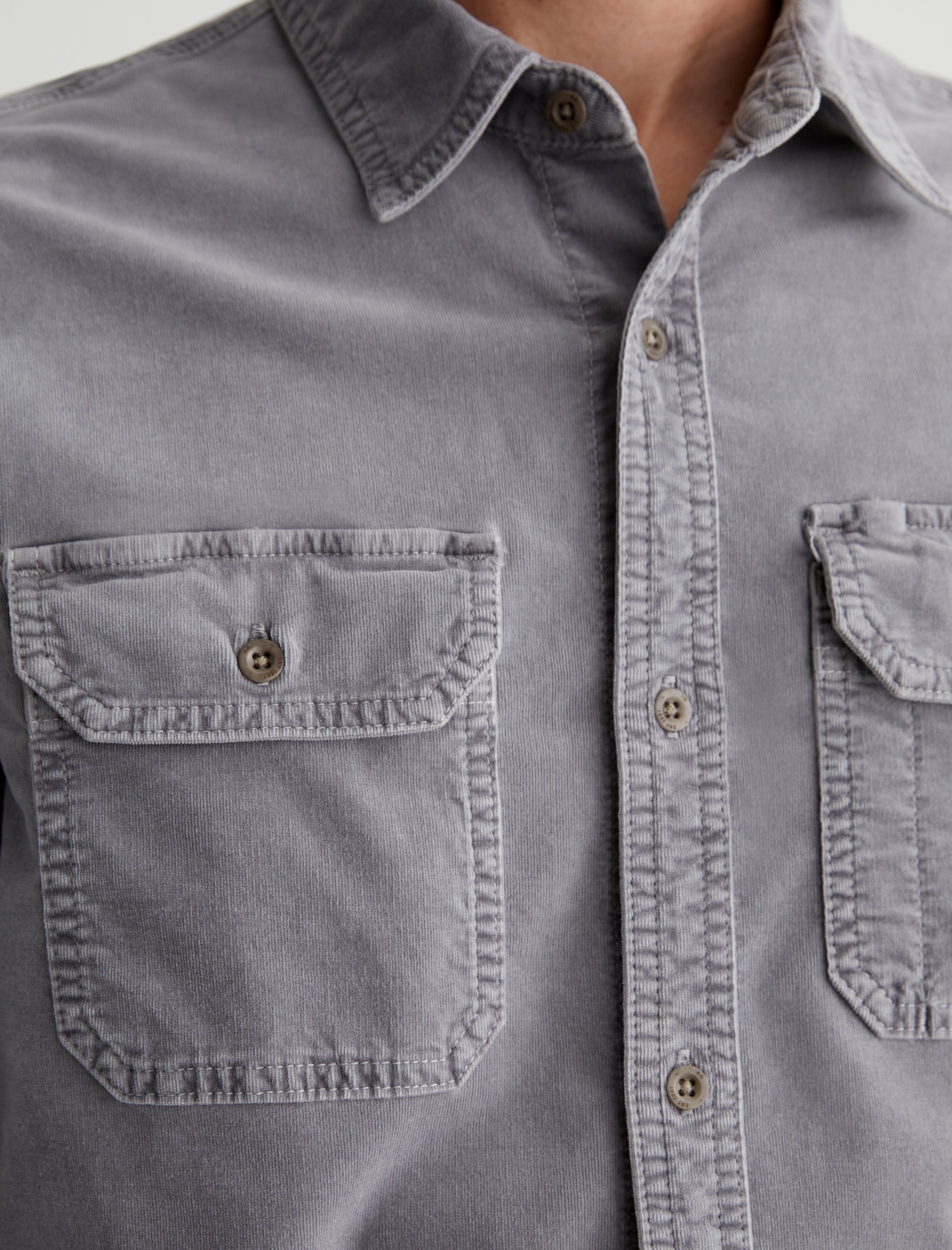 Aiden Utility Shirt Sulfur Tuscany Stone Classic Button Up Corduroy Shirt Men Top Photo 5