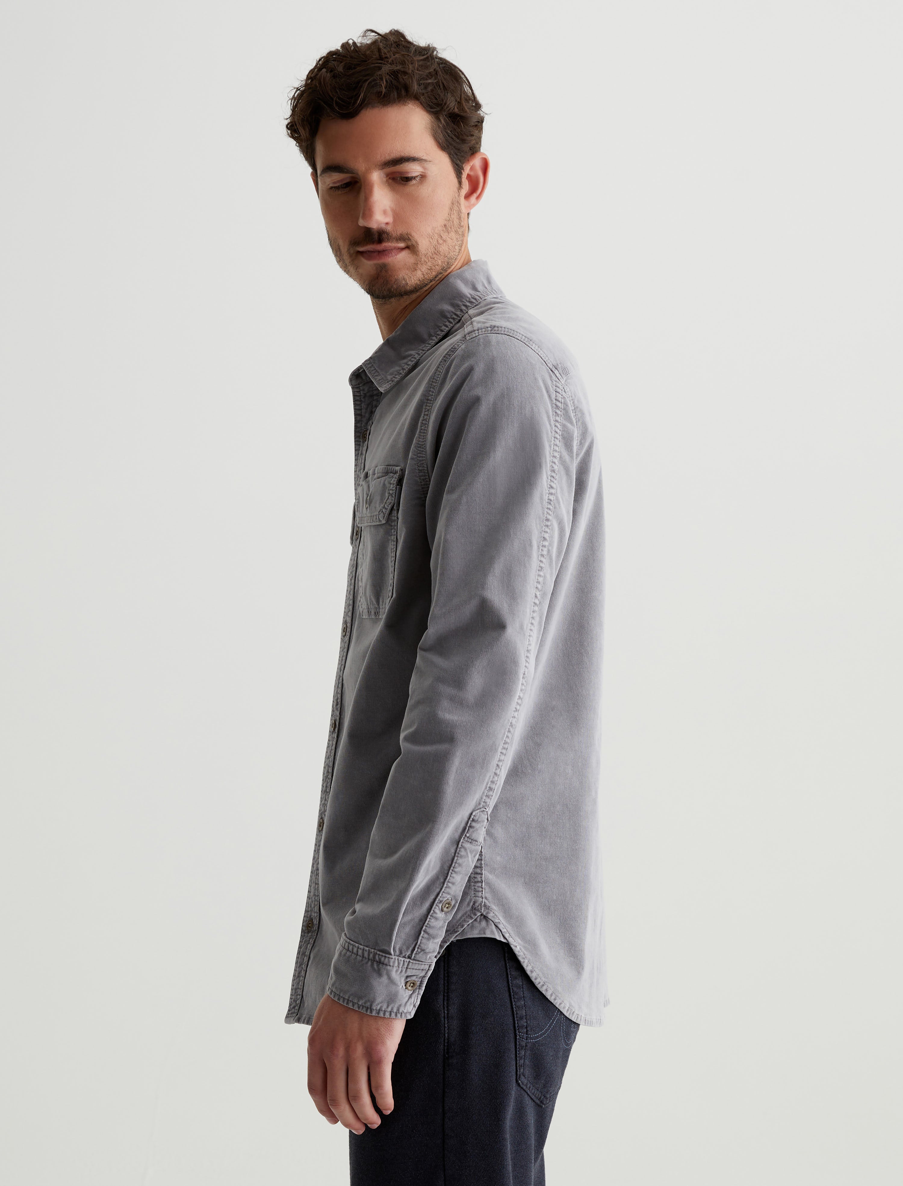 Aiden Utility Shirt Sulfur Tuscany Stone Classic Button Up Corduroy Shirt Men Top Photo 6