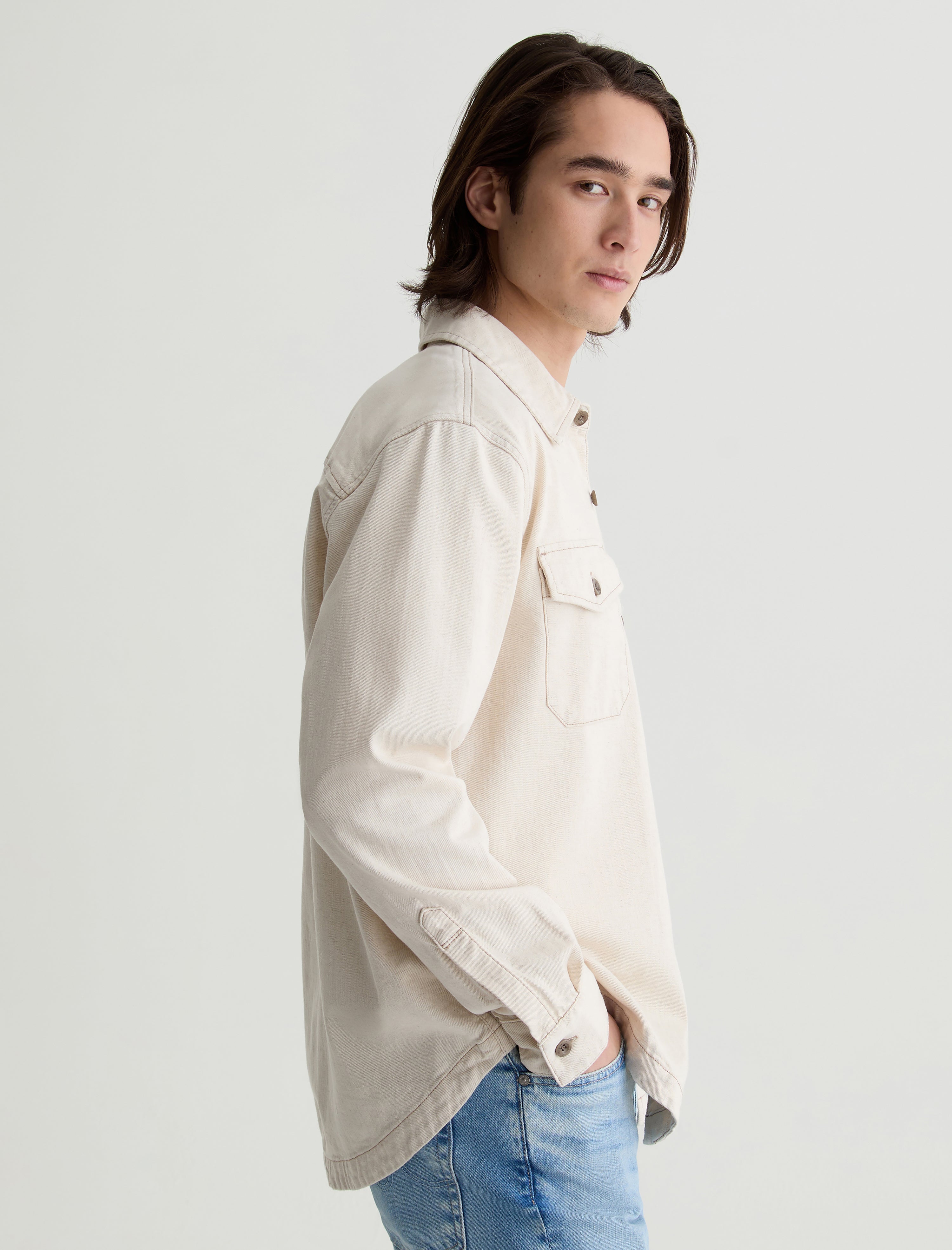 Elias Shirt Jacket Natural Shirt Jacket Men Top Photo 3