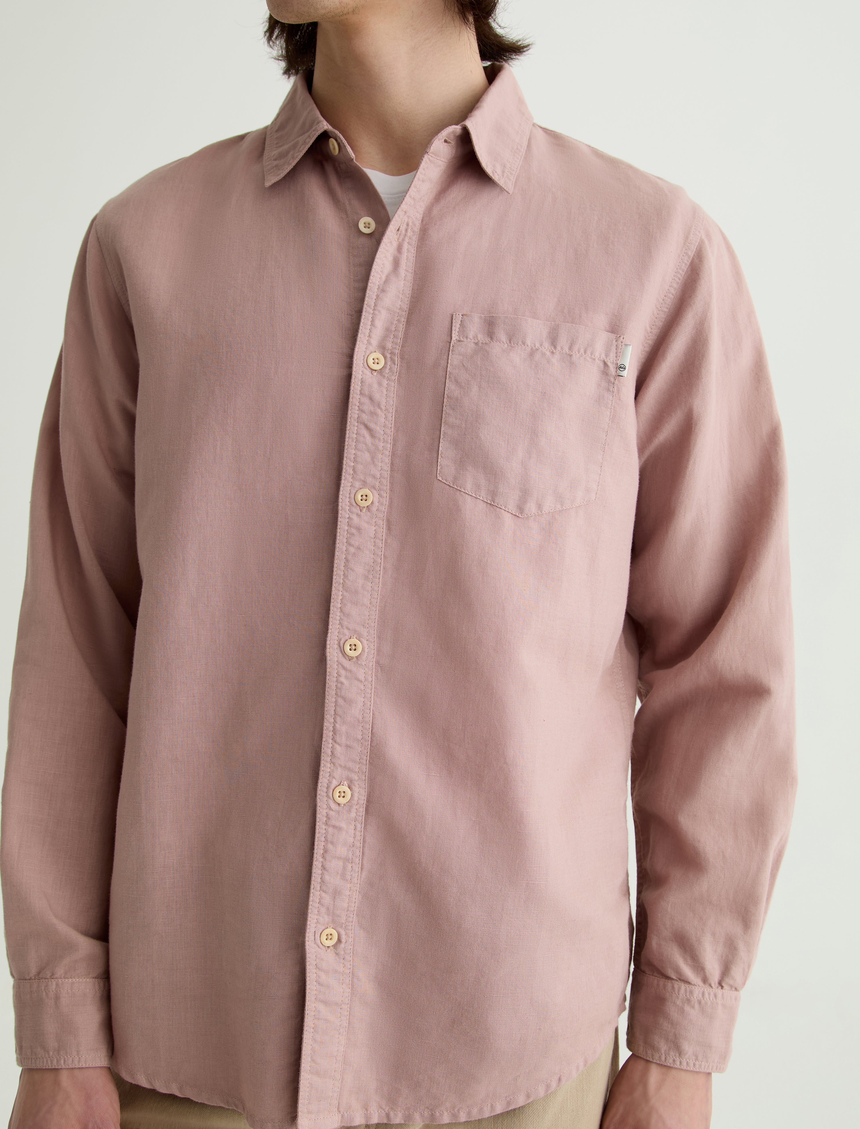 Wesley Shirt Desert Mauve Relaxed Button-Up Shirt Men Top Photo 2