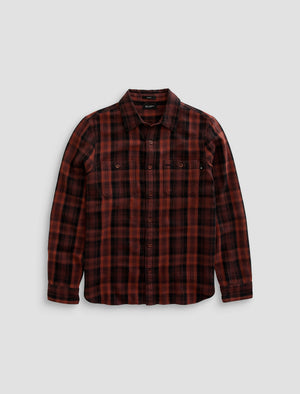 Mason Work Shirt Burgundy Multi Classic Fit Men Top Photo 9
