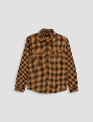 Miller Cpo Shirt Mustard/Black Check Relaxed Fit Mens Tops Photo 9
