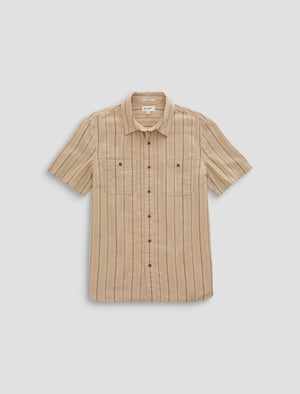 Mason S/S Work Shirt Natural/Black Stripe Classic Fit Men Top Photo 9