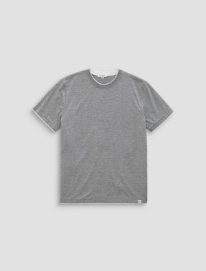 Como Double Layer Crew Heather Grey/True White Classic Fit S/S Crew Neck T-Sh Men Top Photo 9