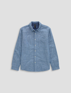 Matteo Reversible Shirt Rhythm Pinstripe Relaxed Fit Mens Tops Photo 9