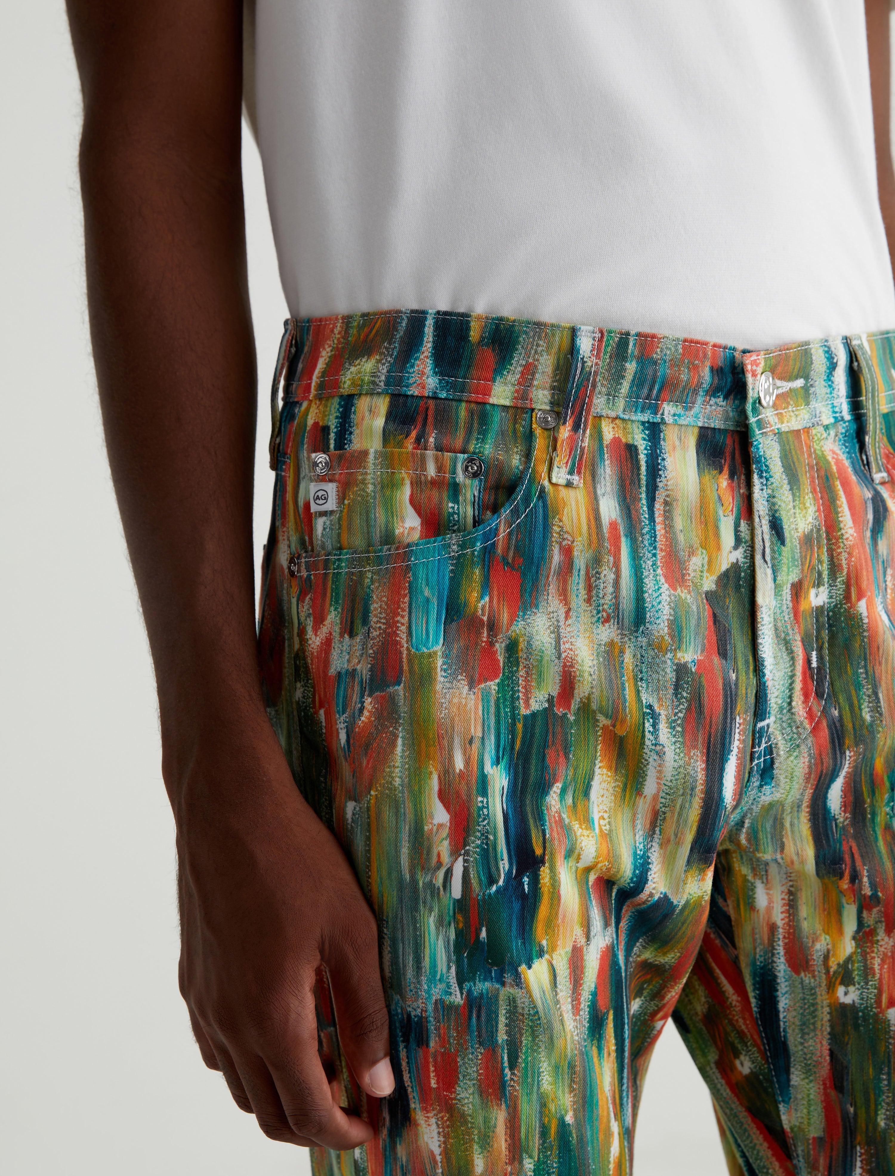 Everett Julien Mix Green Multi Slim Straight Men Bottom Photo 3