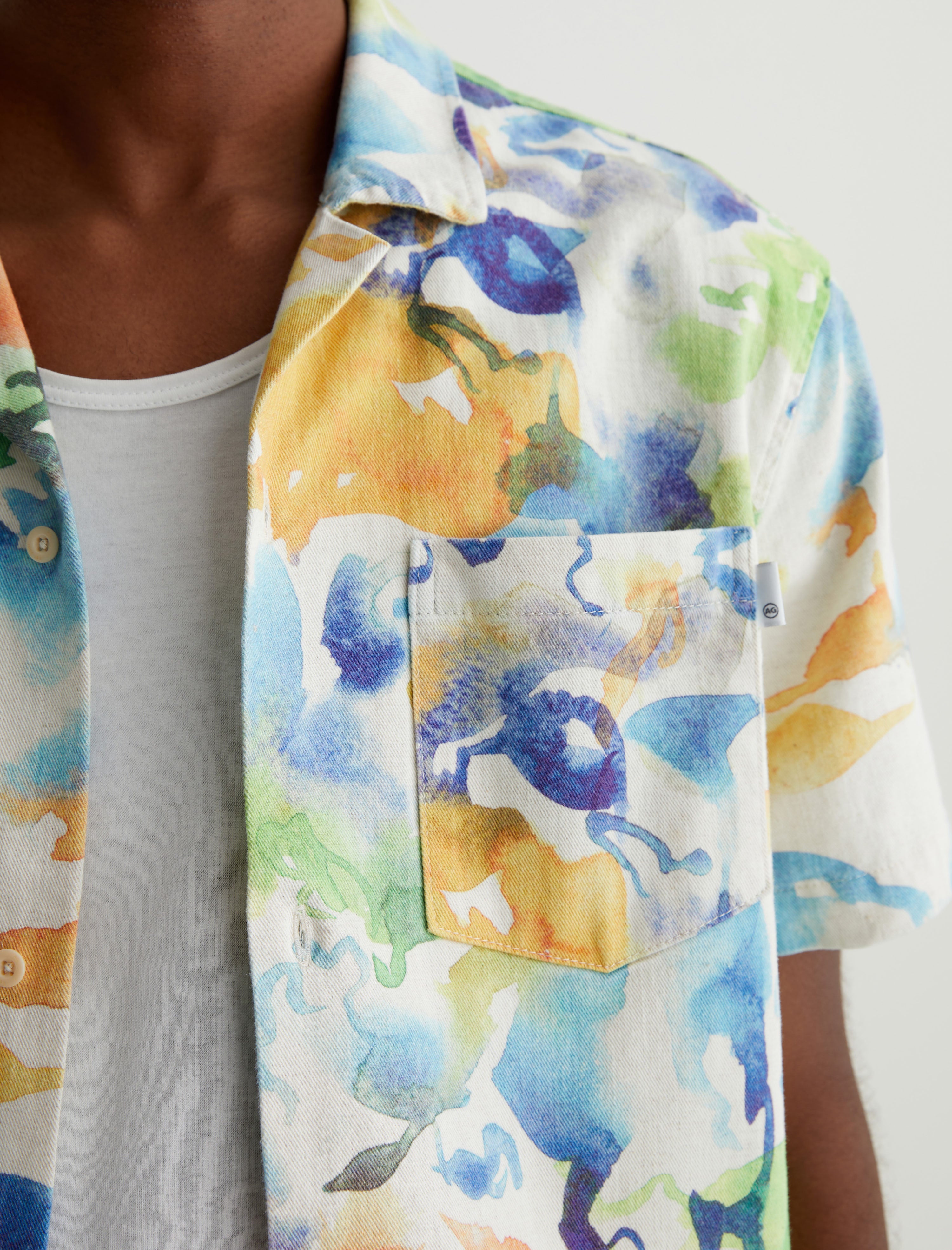 Foster Shirt Color Flow Blue Relaxed Fit Camp Shirt Men Top Photo 5
