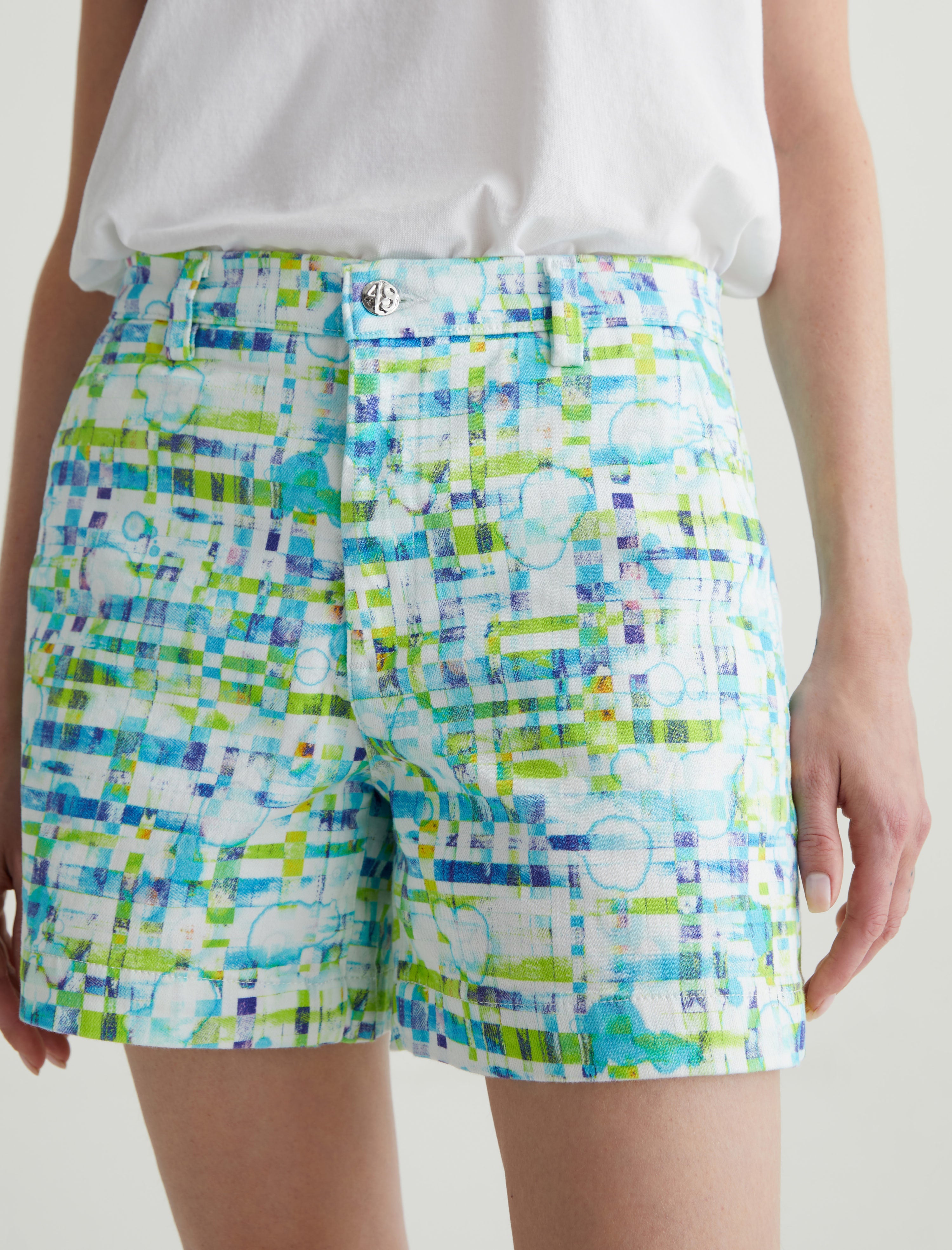 Caden Short Water Drops Green Tailored Trouser Short Women Bottom Photo 3