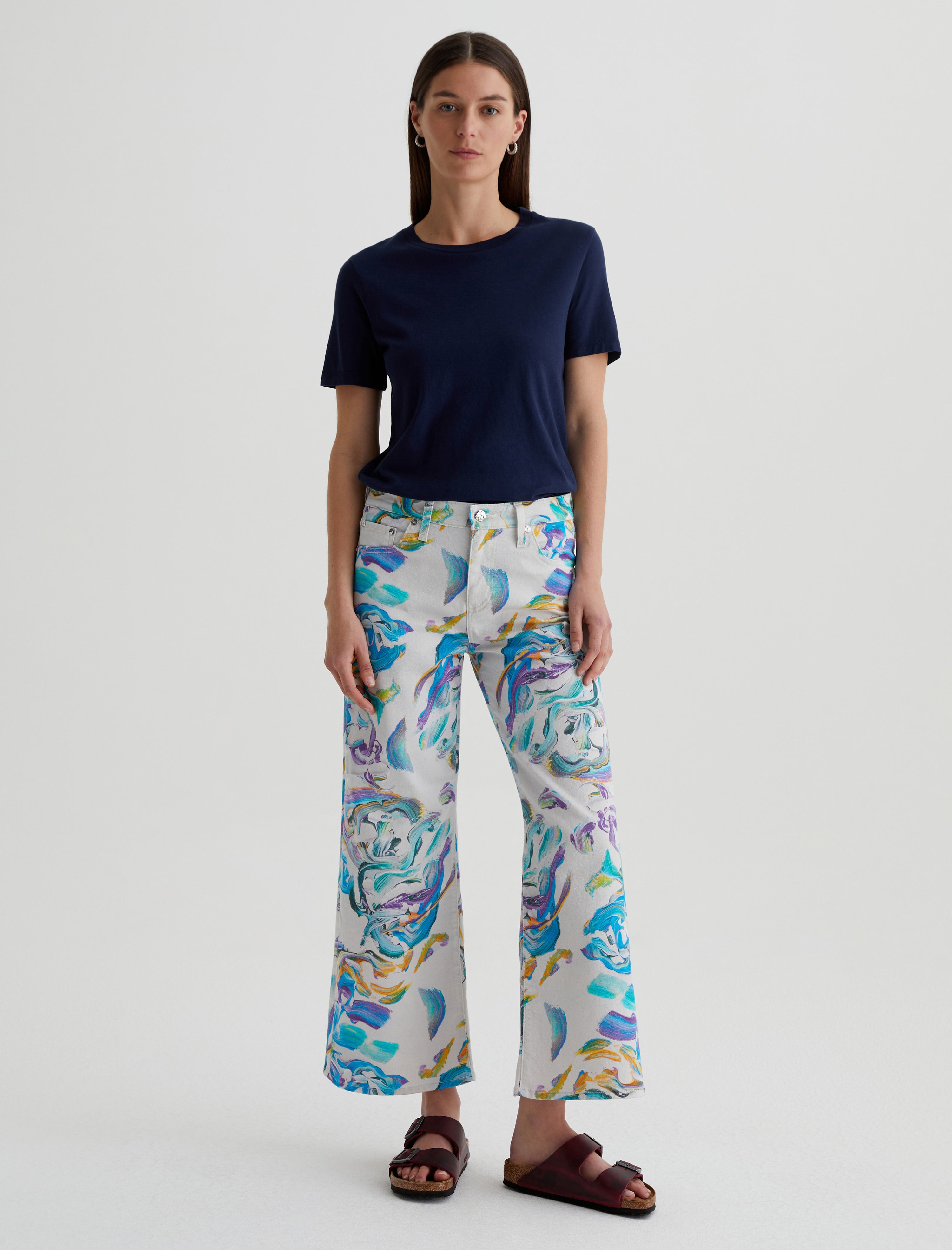 Saige Wide Leg Crop Replay Allover Art Project Mid-Rise Fit Women Bottom Photo 1