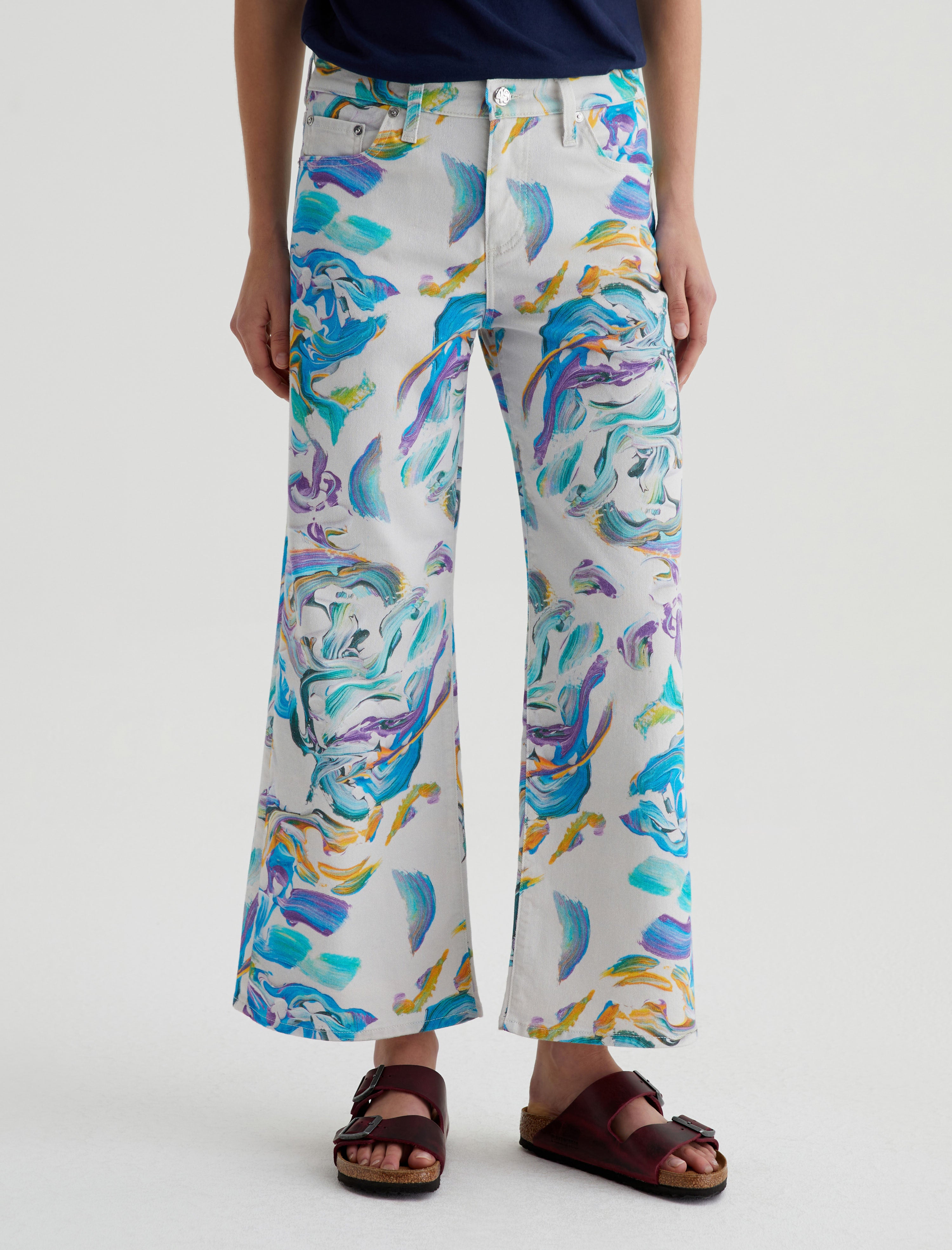 Saige Wide Leg Crop Replay Allover Art Project Mid-Rise Fit Women Bottom Photo 2