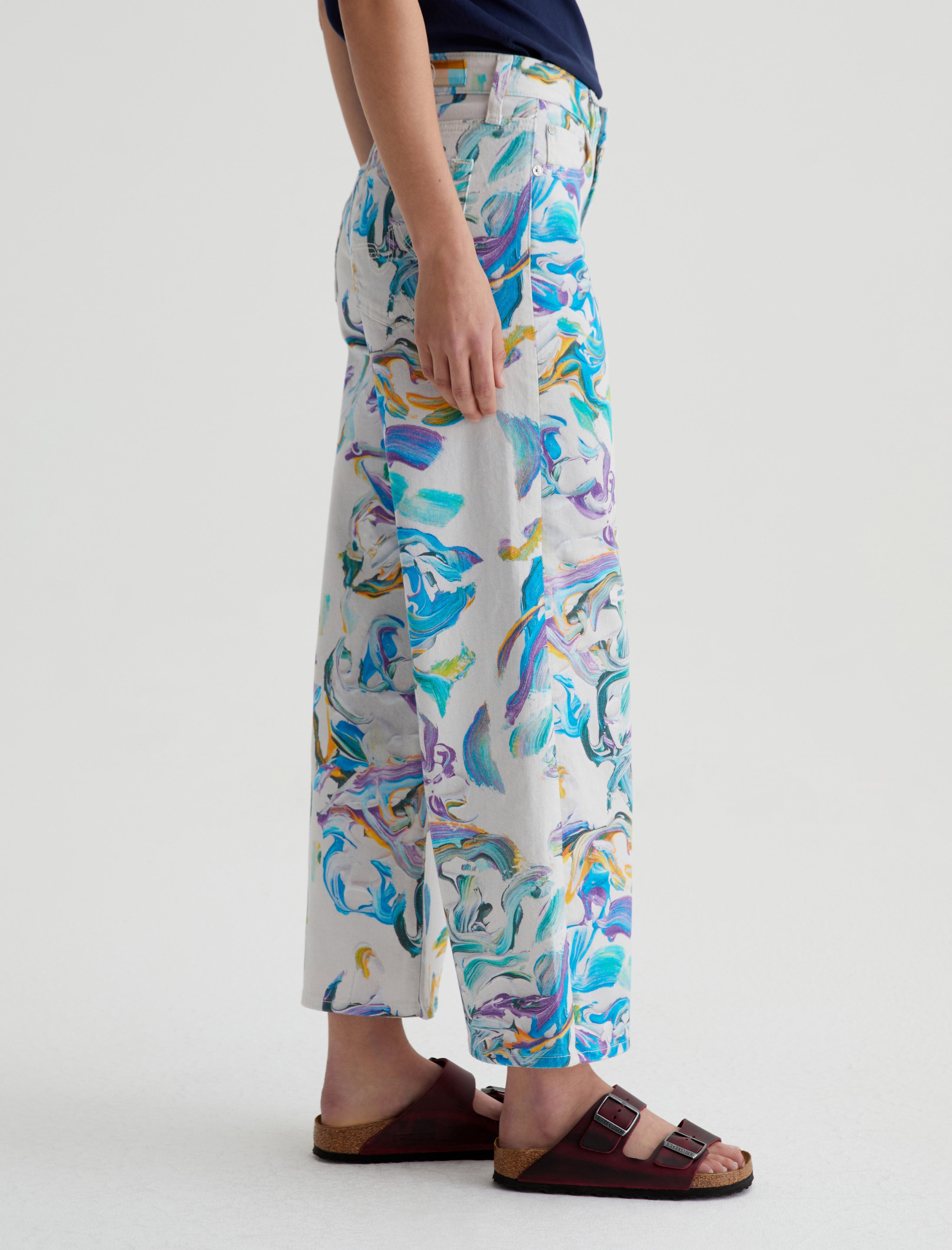 Saige Wide Leg Crop Replay Allover Art Project Mid-Rise Fit Women Bottom Photo 4