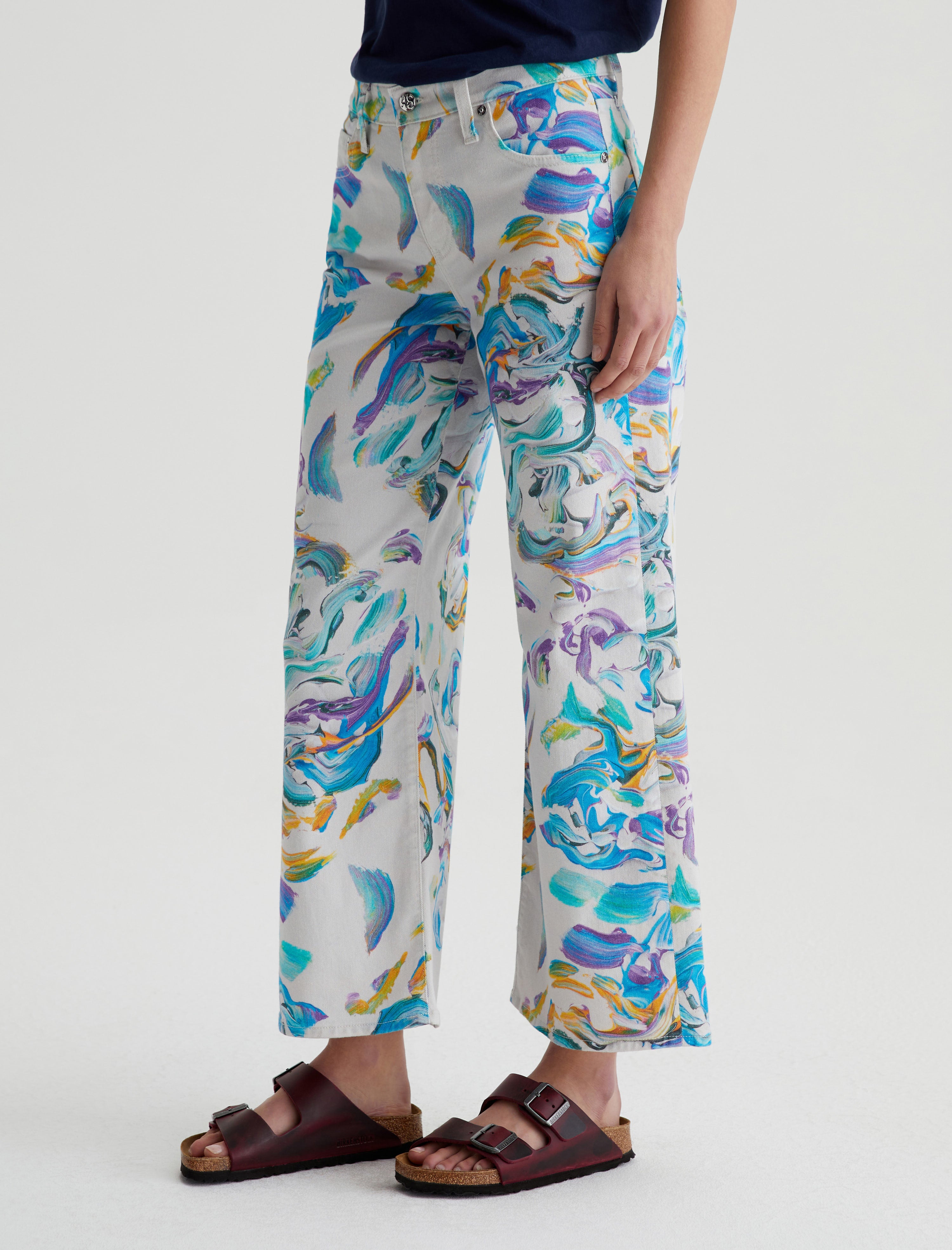 Saige Wide Leg Crop Replay Allover Art Project Mid-Rise Fit Women Bottom Photo 5
