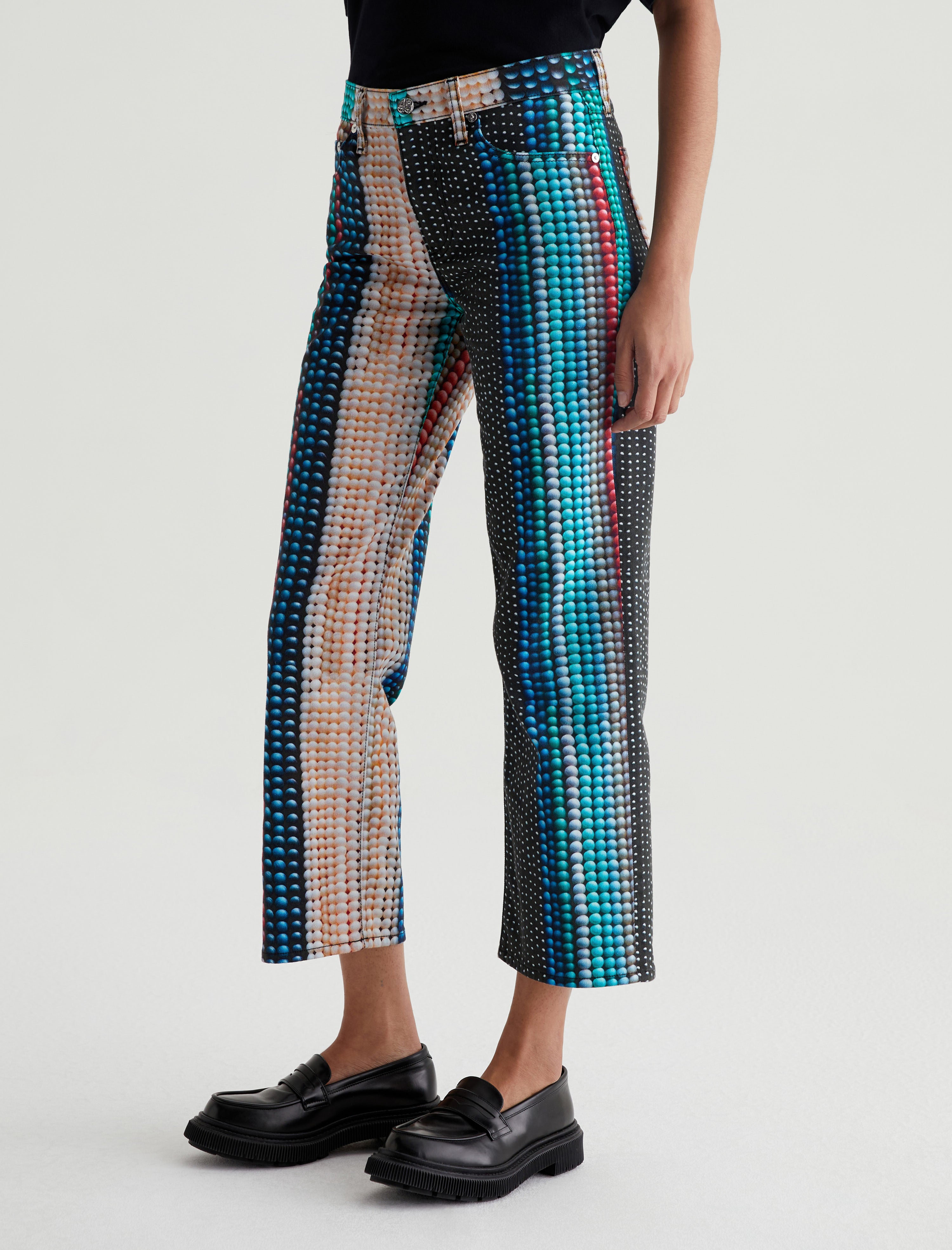 Brinley Crop Beads Stripe Mid-Rise Straight Women Bottom Photo 5