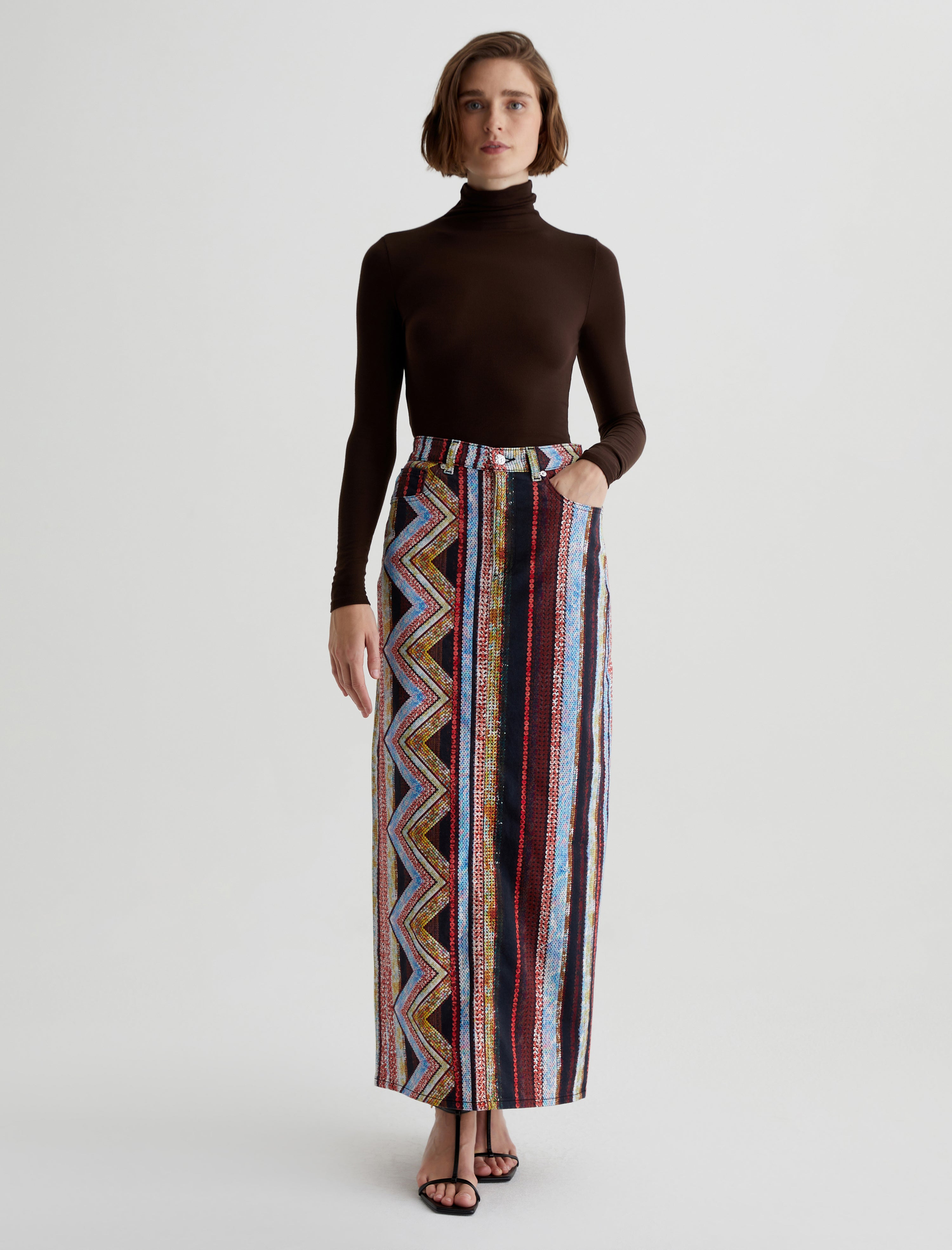 Rani Skirt Chevron Red Art Project Maxi Skirt Women Bottom Photo 1