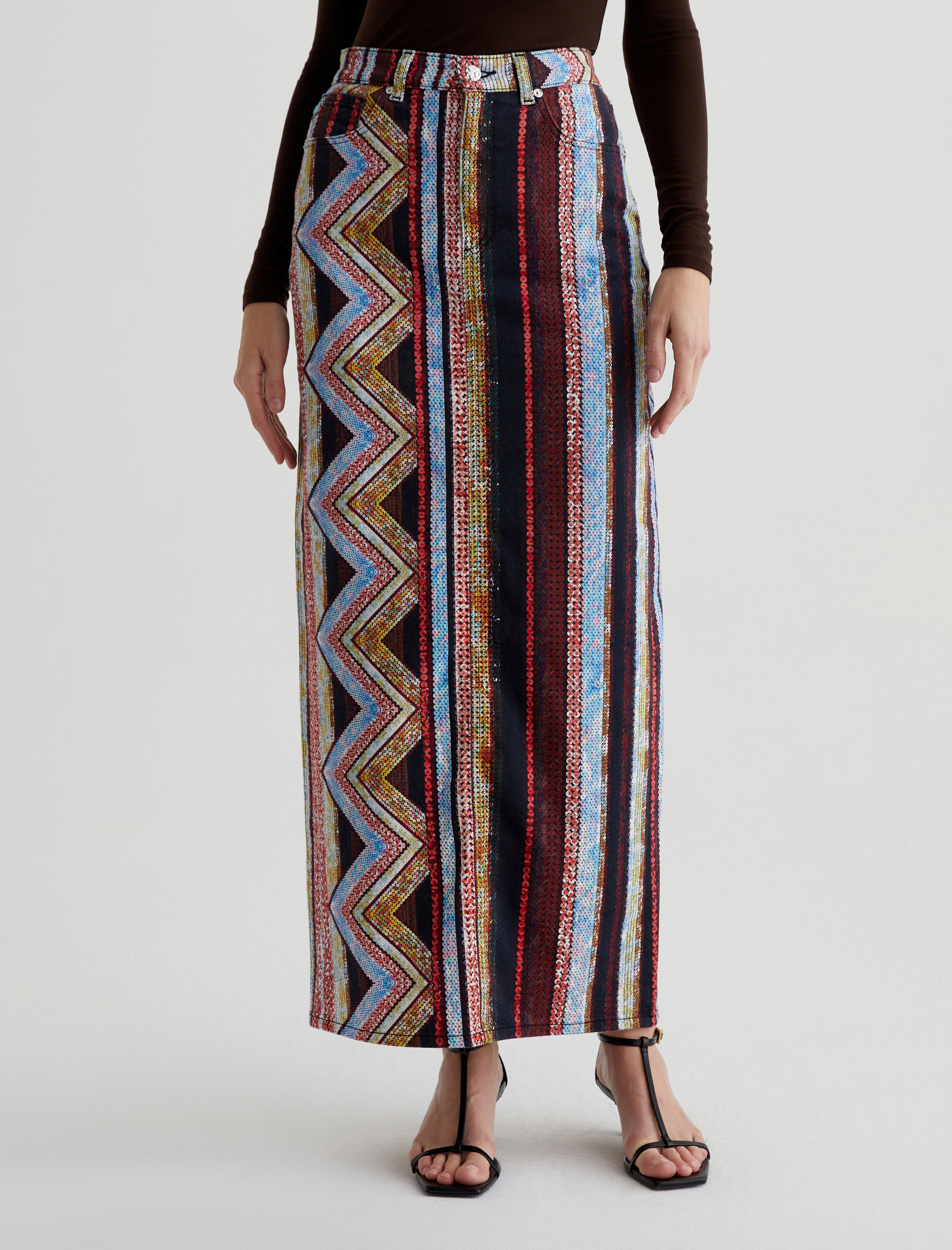 Rani Skirt Chevron Red Art Project Maxi Skirt Women Bottom Photo 2