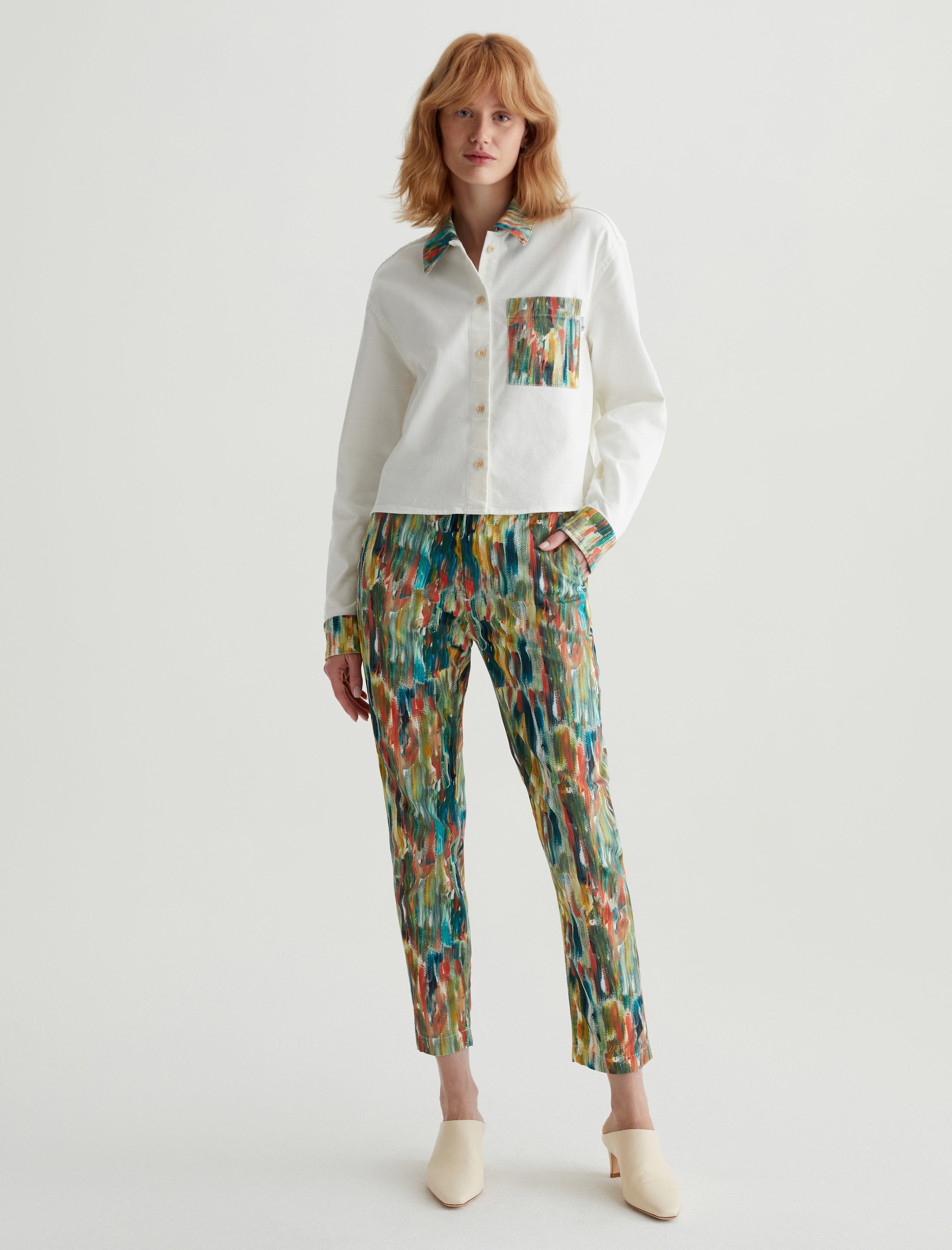 Caden Julien Mix Green Multi Tailored Trouser Women Bottom Photo 1