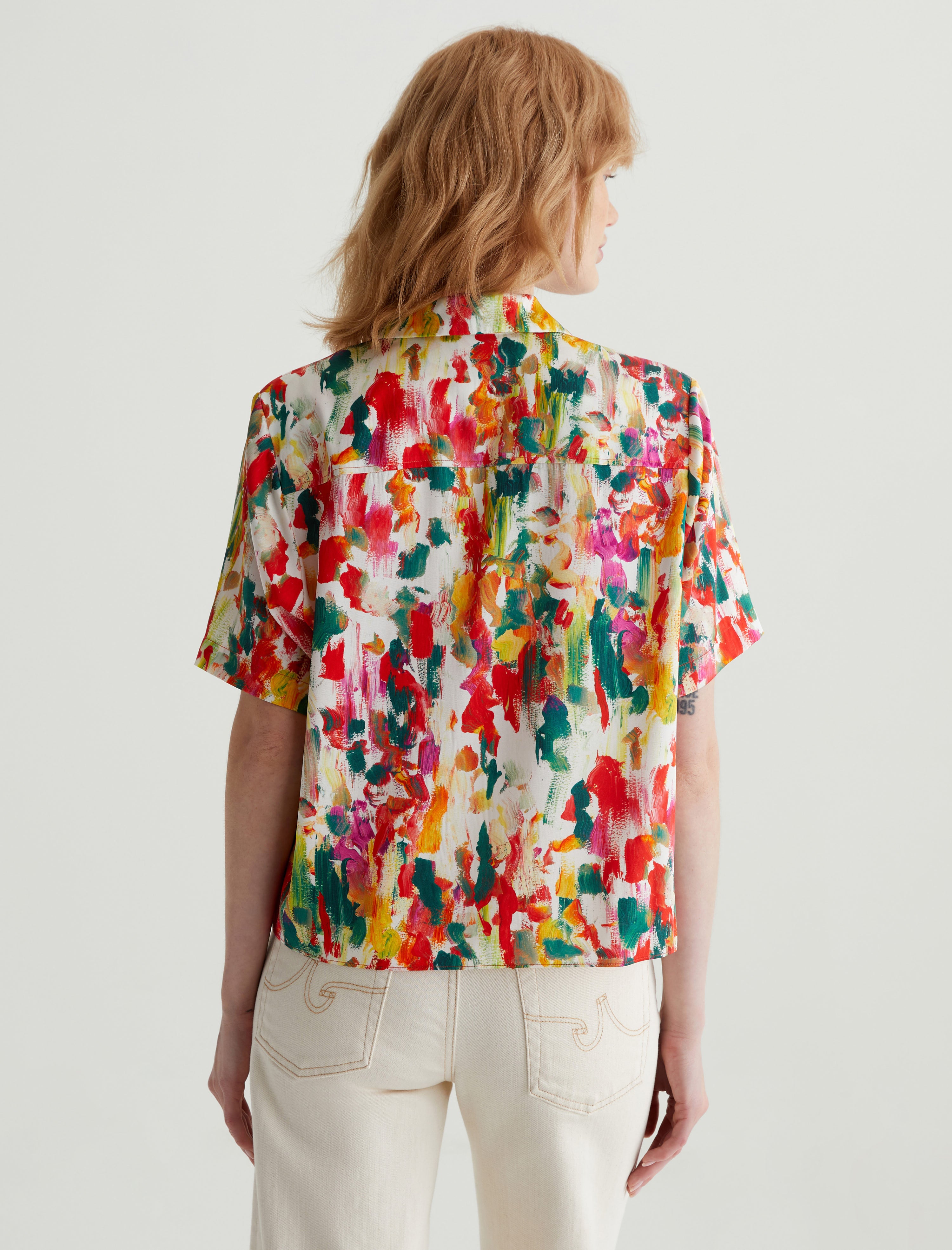 Whitley Venus Mix Red Multi Short Sleeve Shirt Women Top Photo 7