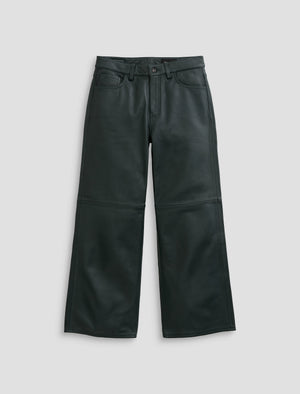 Saige Wide Leg Crop Dark Green Mid-Rise Fit Women Bottom Photo 9