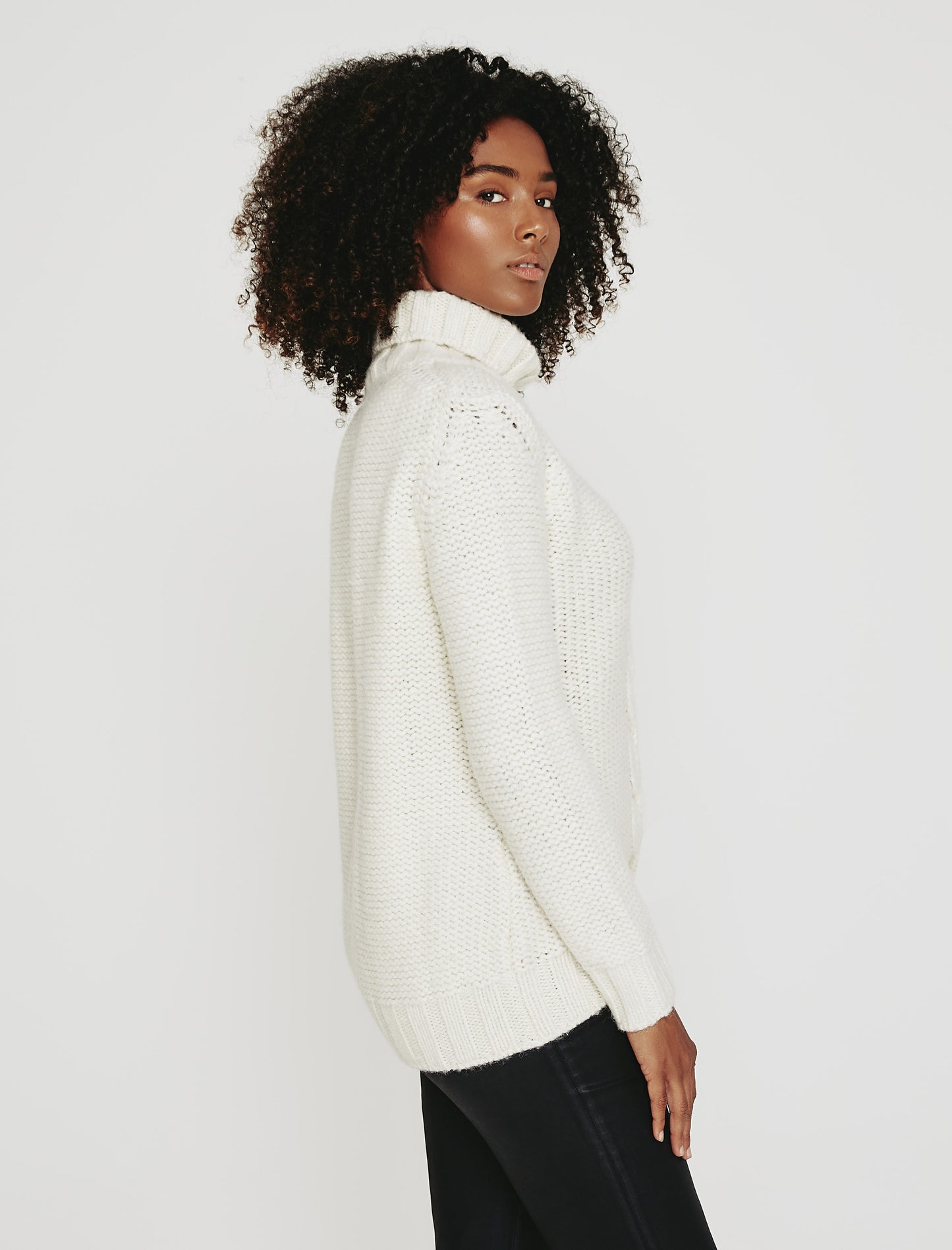 Inez Cable Sweater Soft Cream Made In Italy Women Top Photo 5