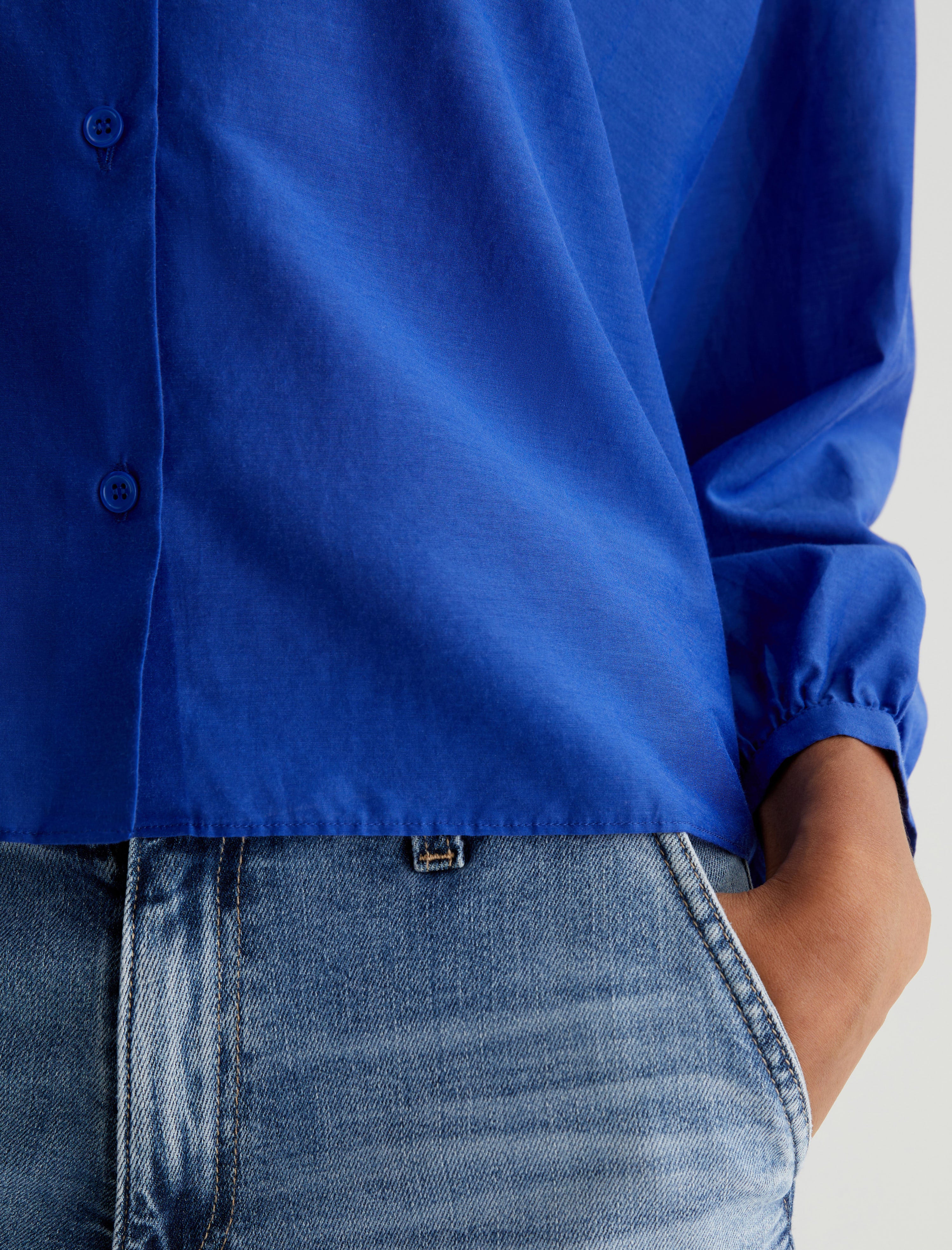 Doris Shirt Electric Blue Shirred Blouse Women Top Photo 5
