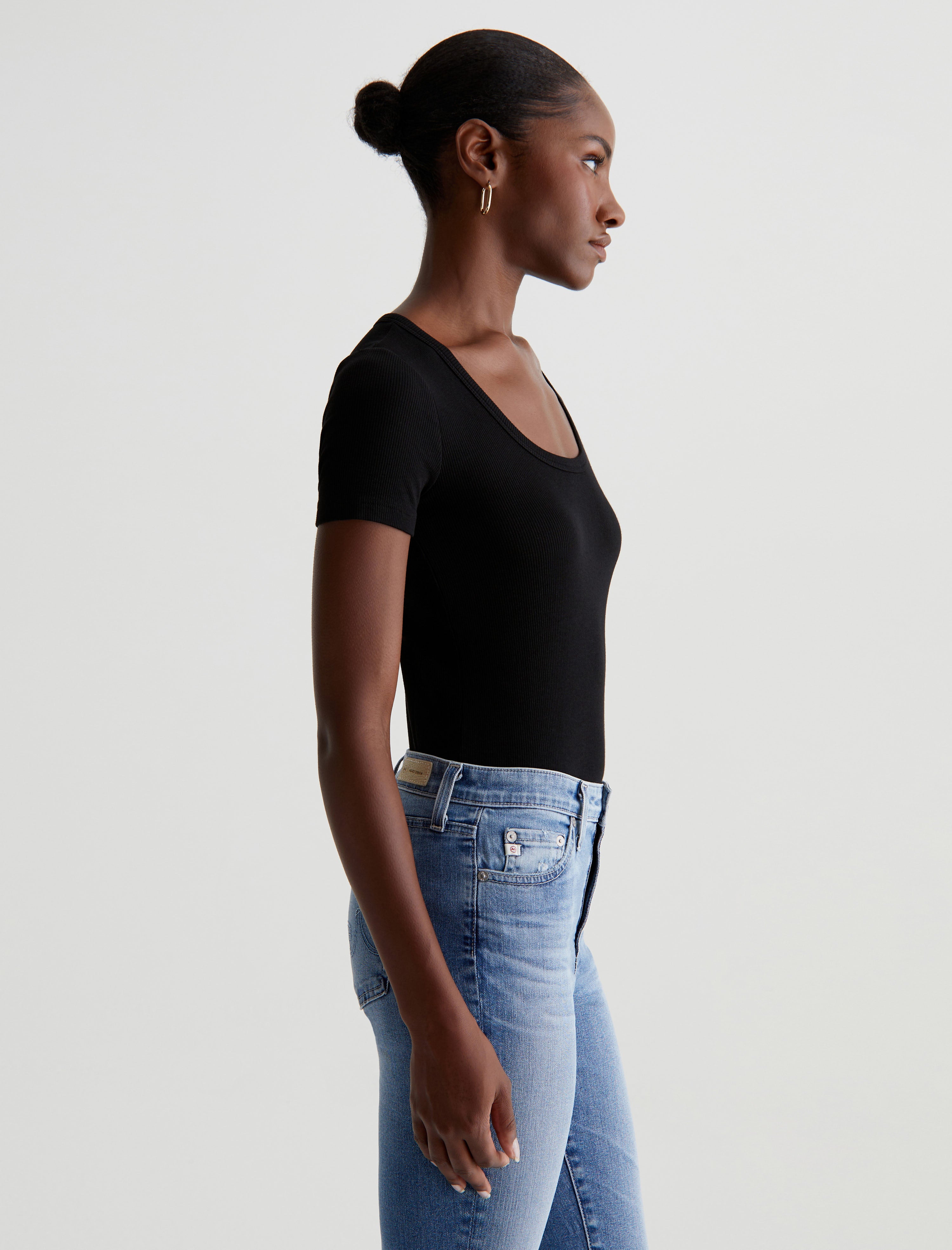 Jessie Top True Black Slim Fit S/S Scoop Neck T-Shir Women Top Photo 3