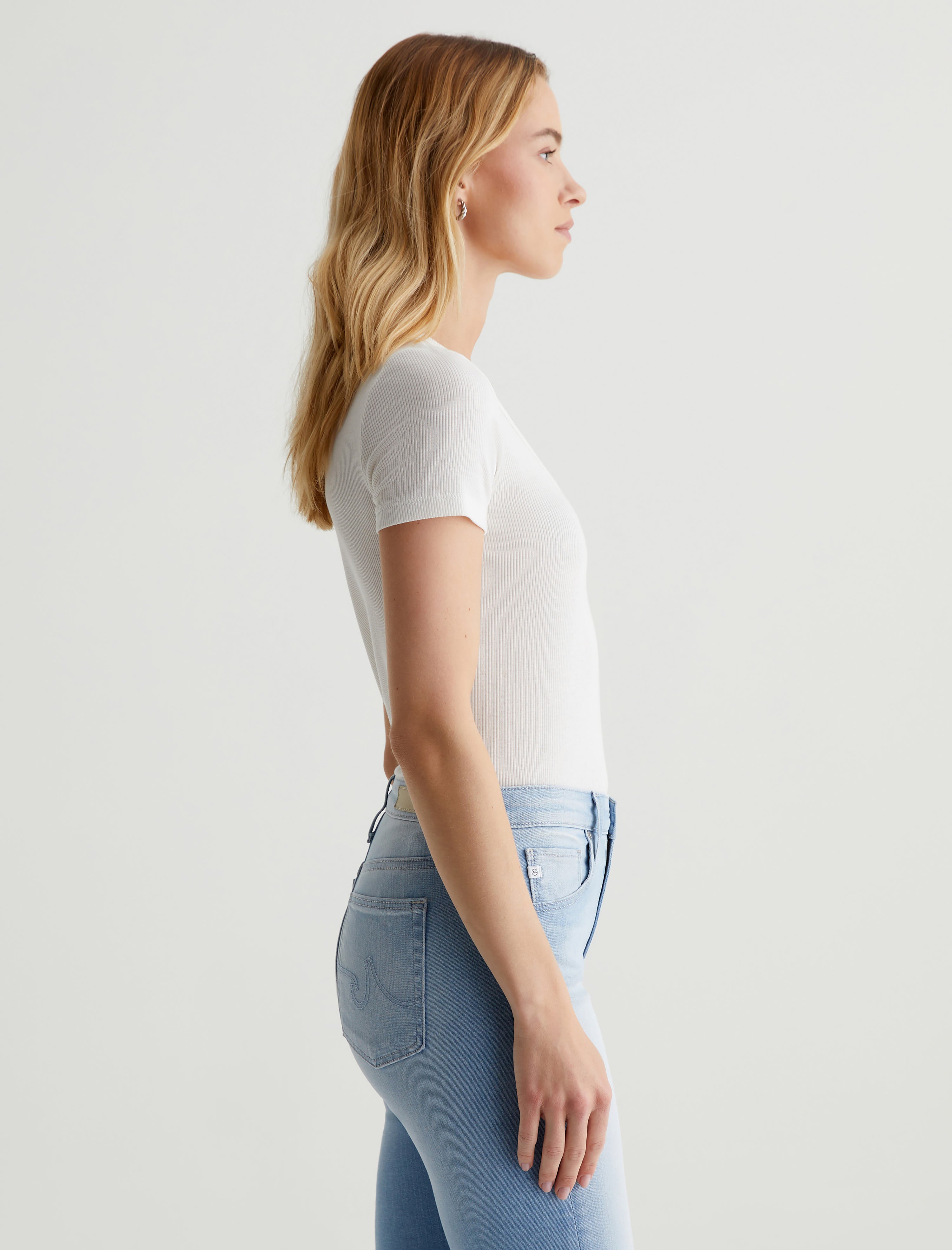 Jessie Top Ex-White Slim Fit S/S Scoop Neck T-Shir Women Top Photo 6
