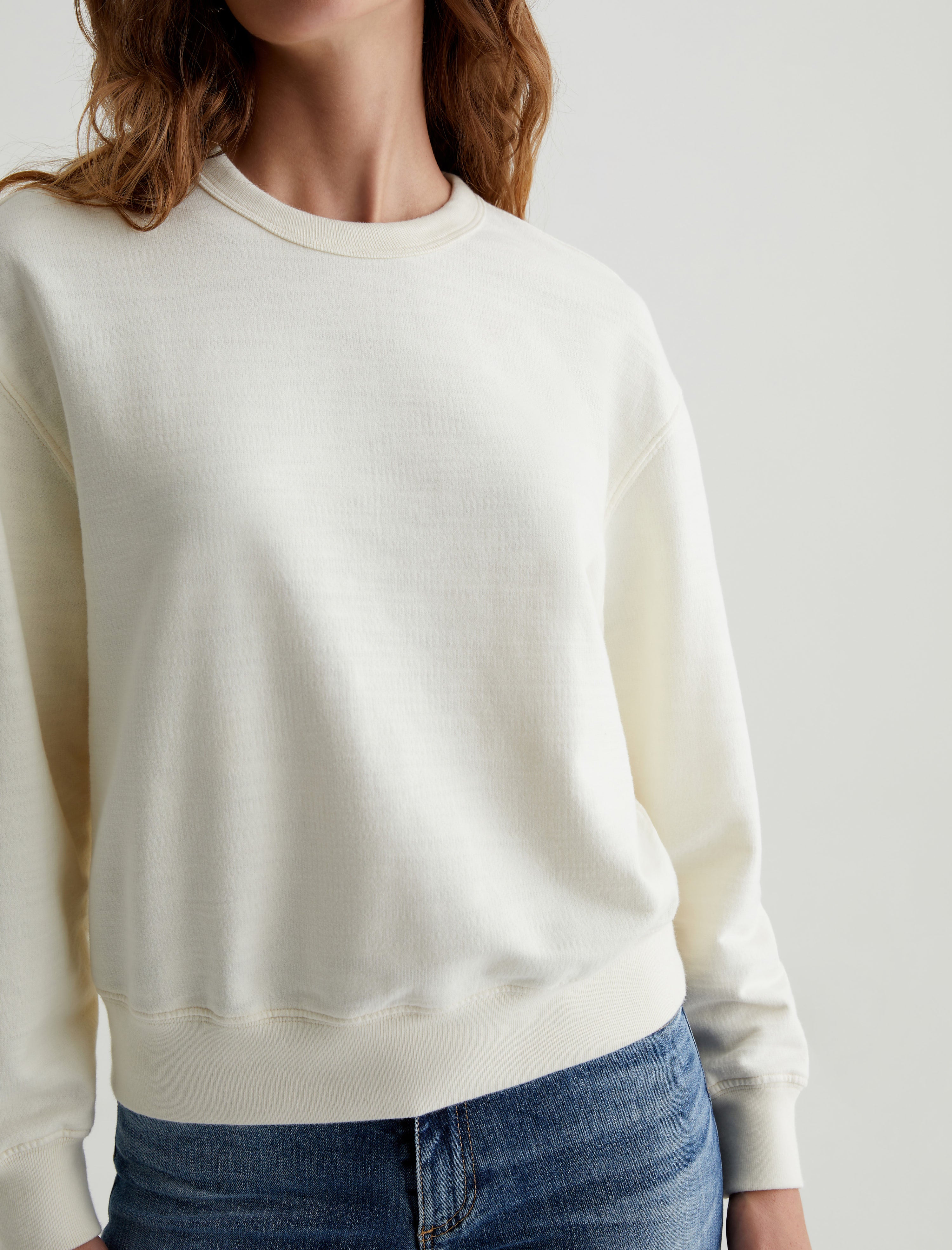 Nova Crew Ivory Dust Relaxed Fit Crew Neck Sweatshirt Women Top Photo 2