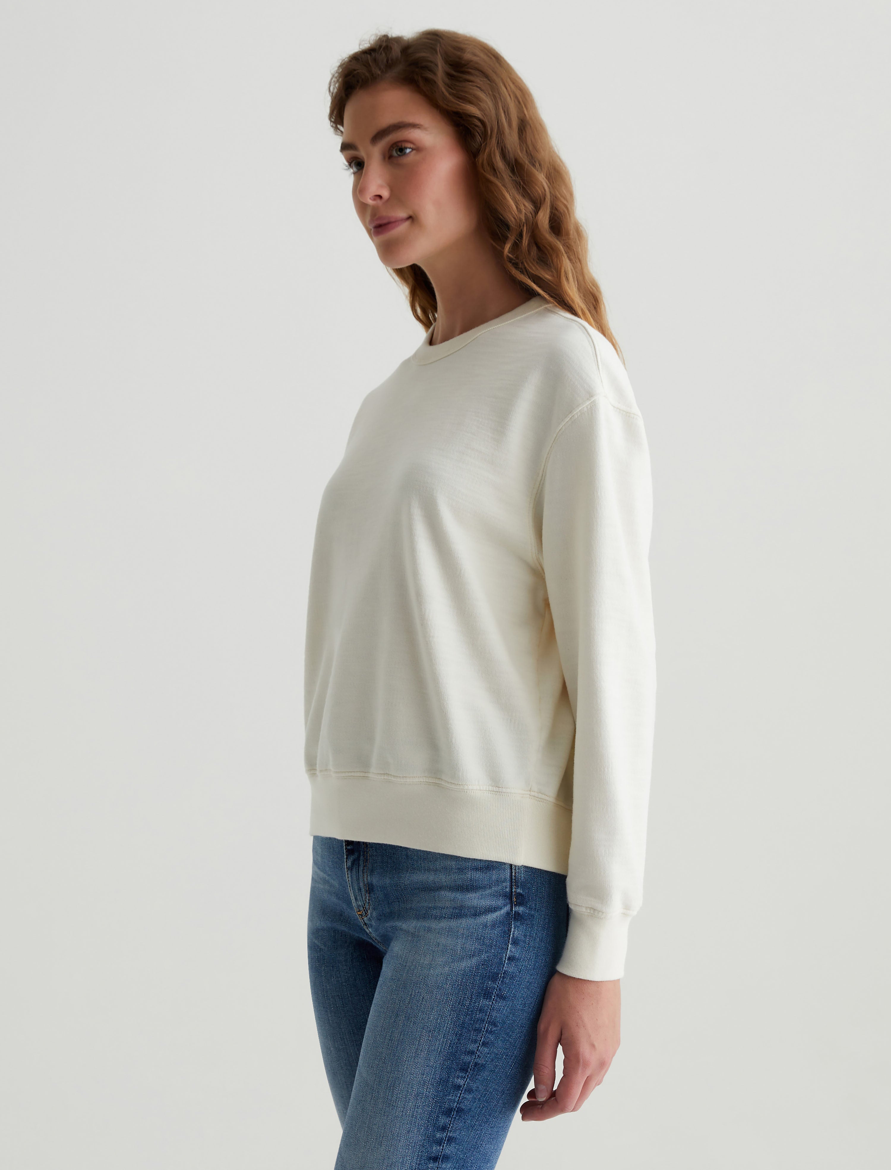 Nova Crew Ivory Dust Relaxed Fit Crew Neck Sweatshirt Women Top Photo 3