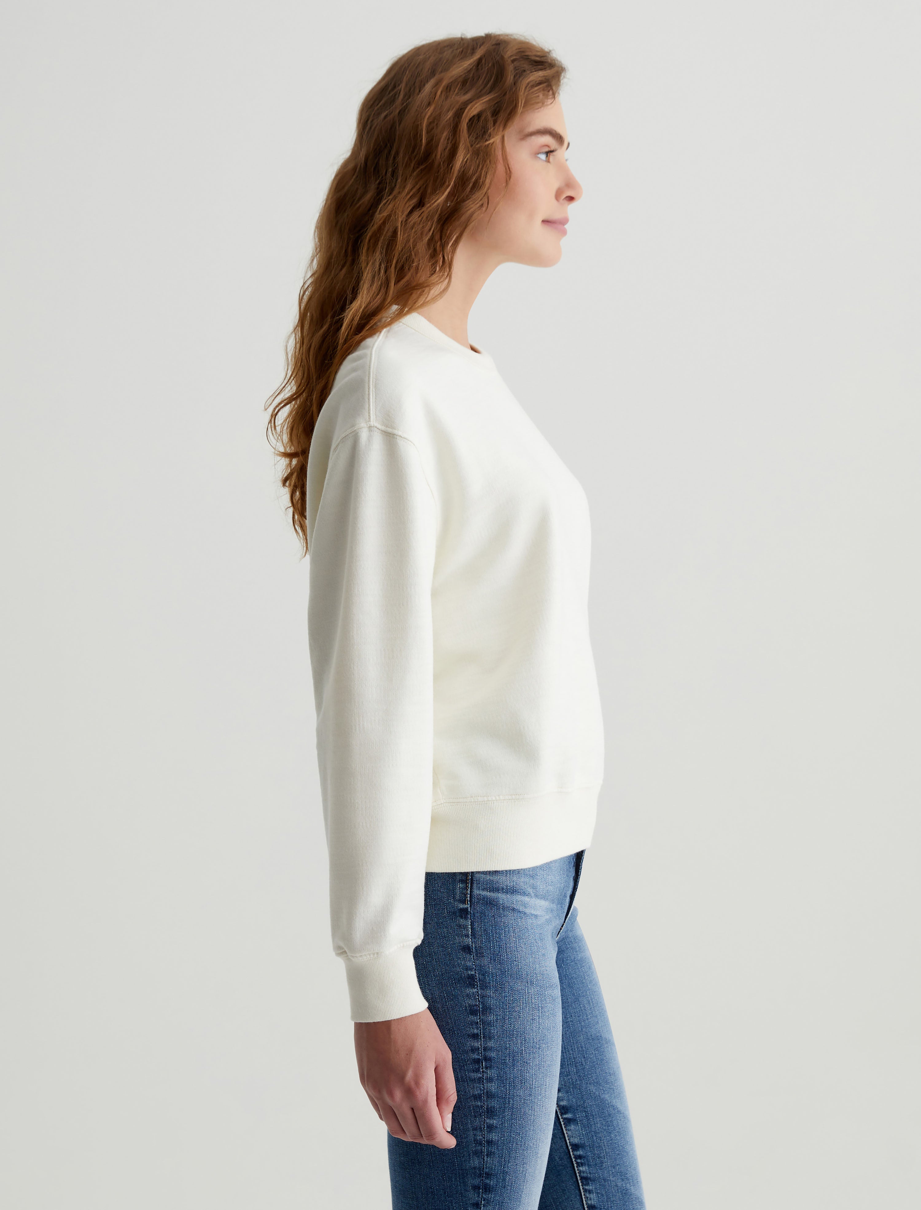 Nova Crew Ivory Dust Relaxed Fit Crew Neck Sweatshirt Women Top Photo 6