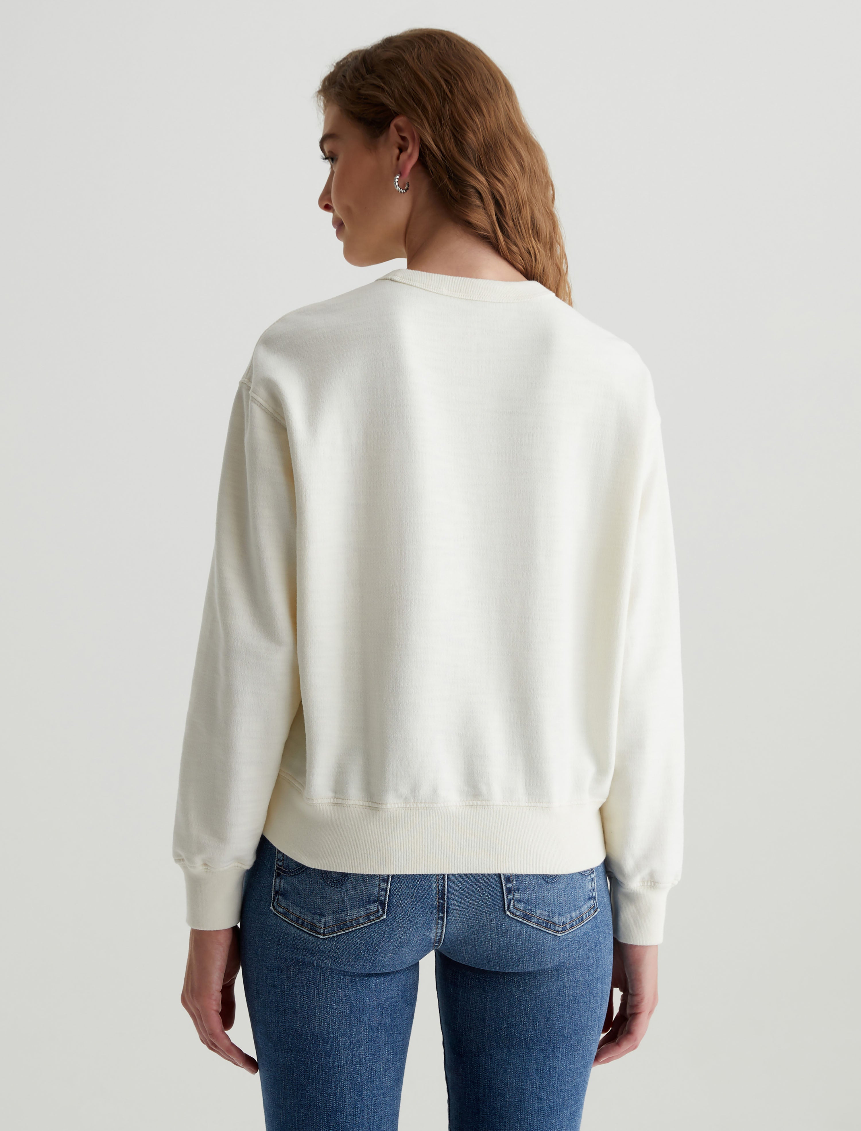Nova Crew Ivory Dust Relaxed Fit Crew Neck Sweatshirt Women Top Photo 7