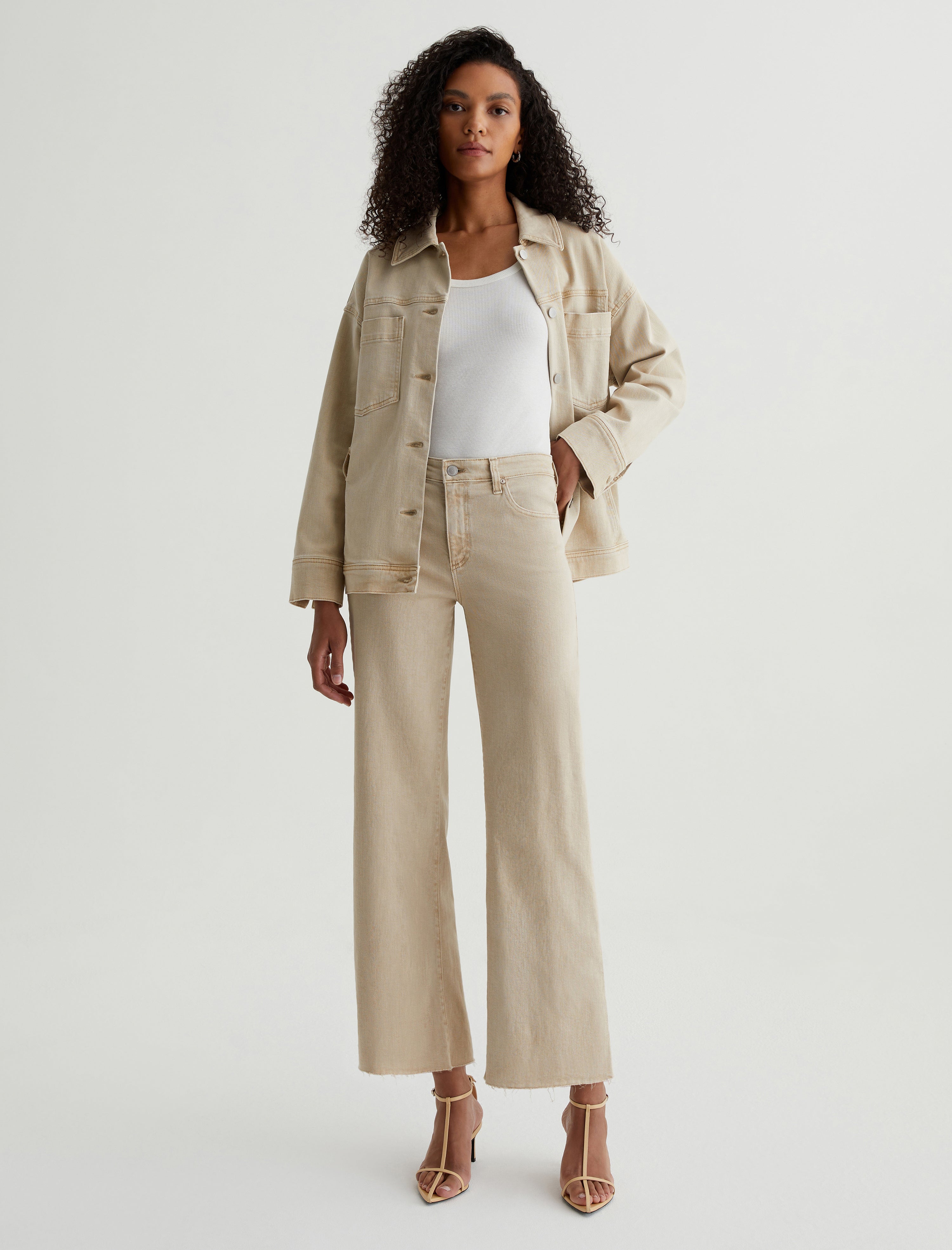 Saige Wide Leg Crop Sulfur Pumice Mid Rise Wide Leg Women Bottom Photo 1