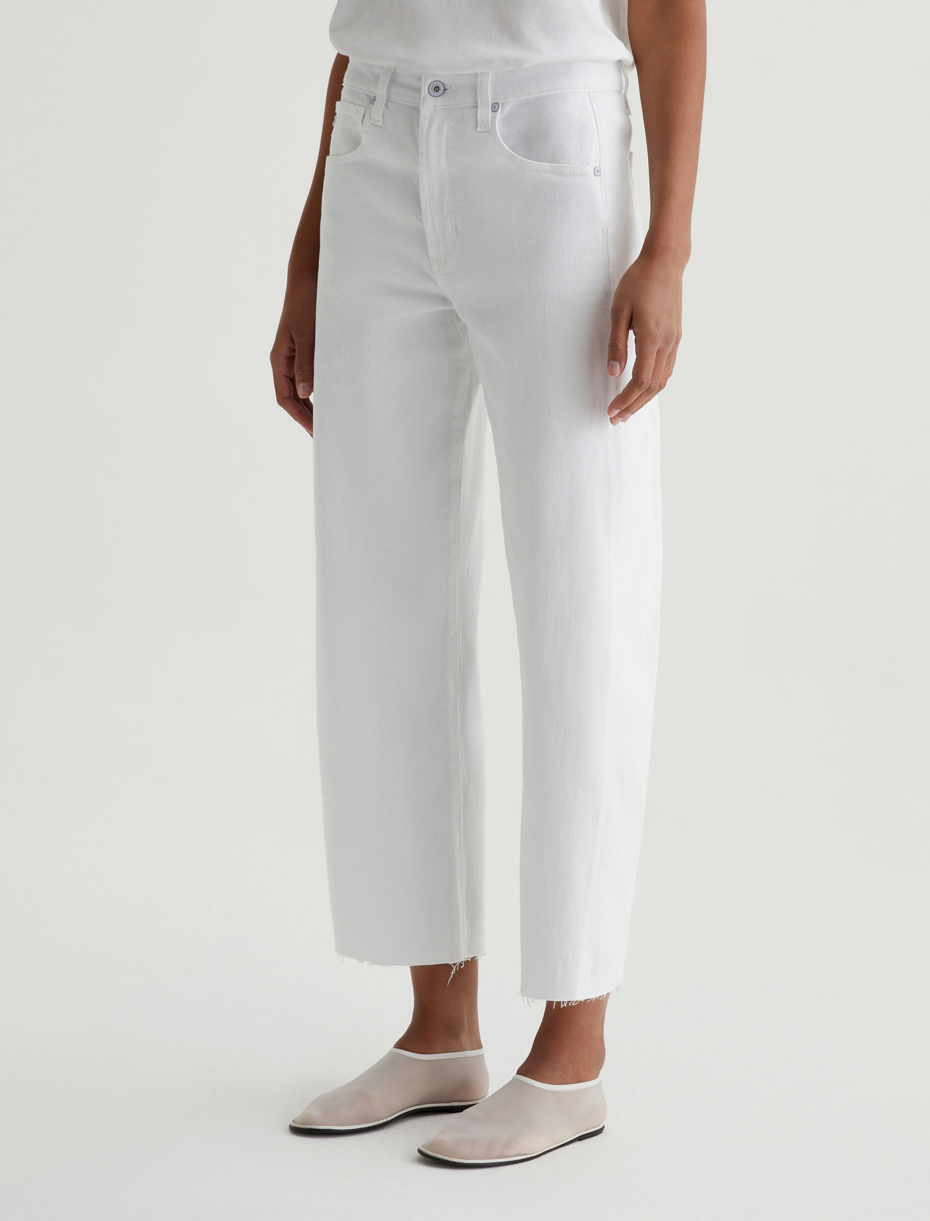 Hattie Crop Gallery White High Rise Barrel Women Bottom Photo 4