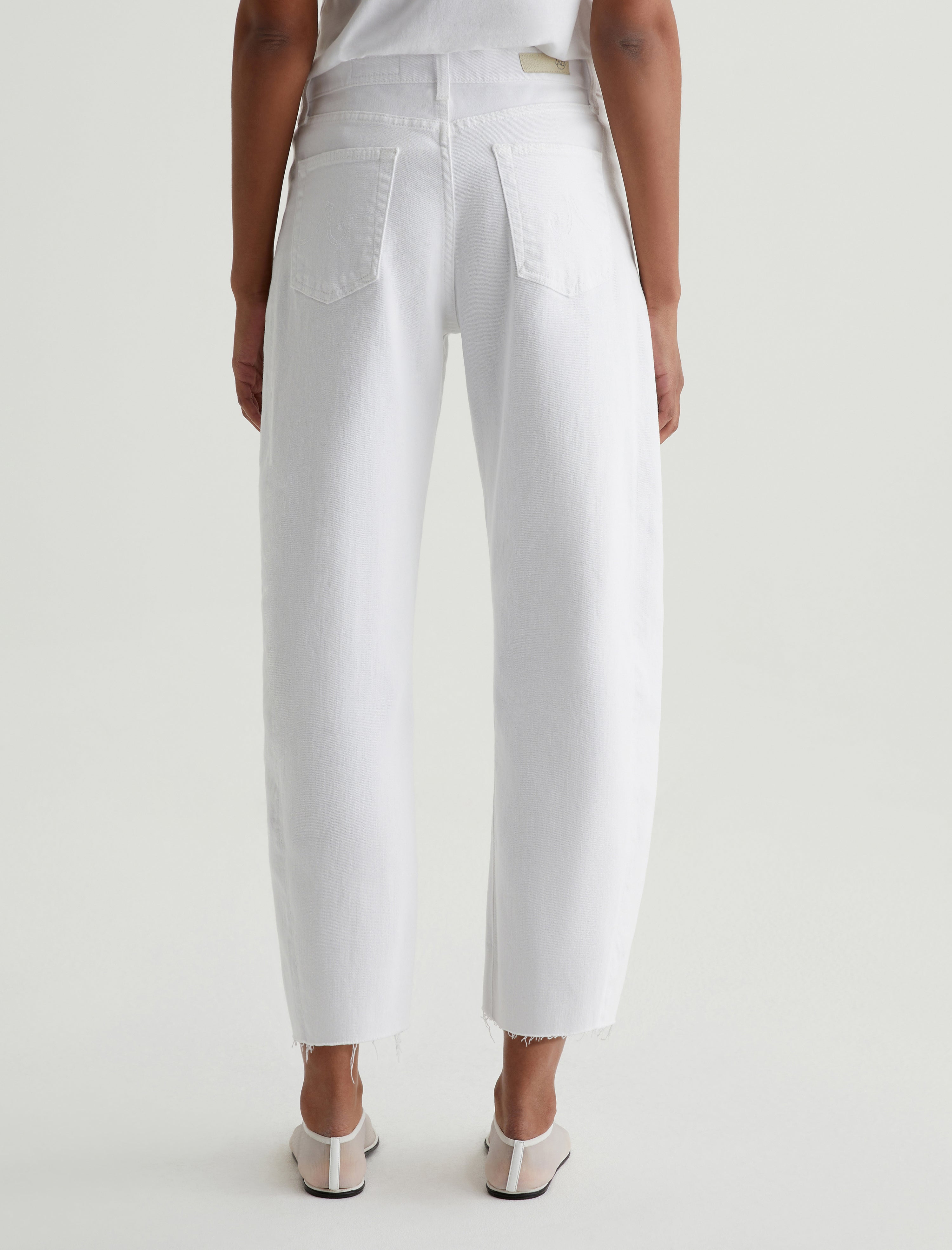 Hattie Crop Gallery White High Rise Barrel Women Bottom Photo 7