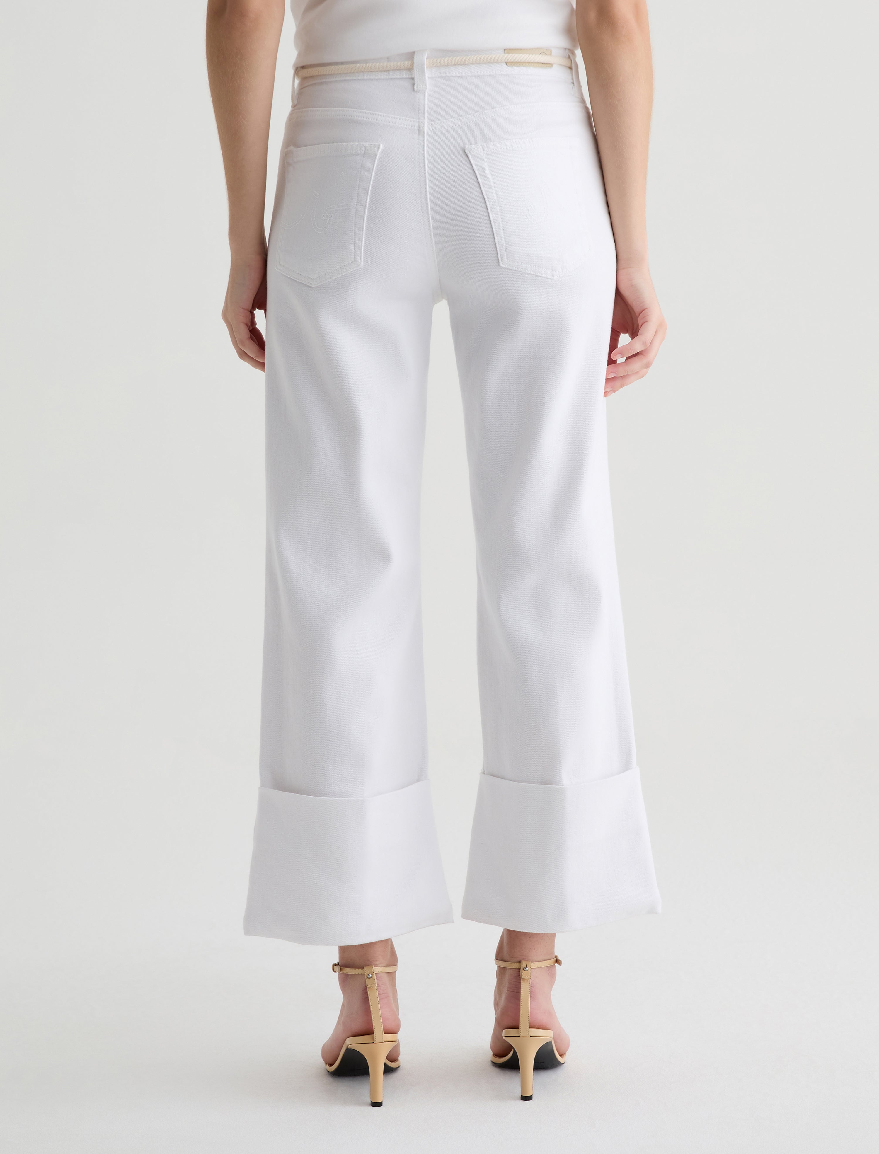 Saige Wide Leg Crop White Mid-Rise Fit Women Bottom Photo 7