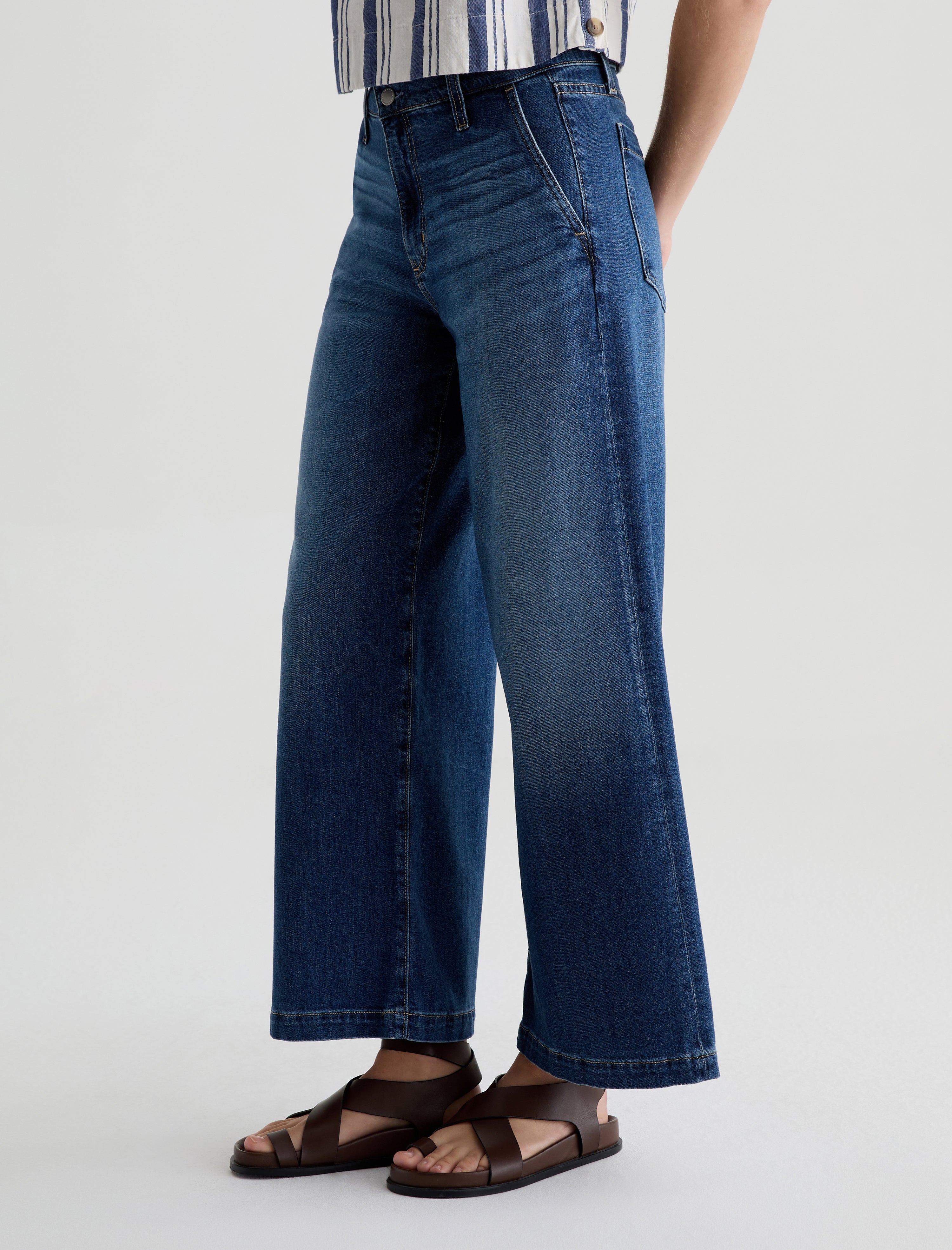 Stella Ankle Indigo Shade Mid-Rise Palazzo Ankle Women Bottom Photo 5