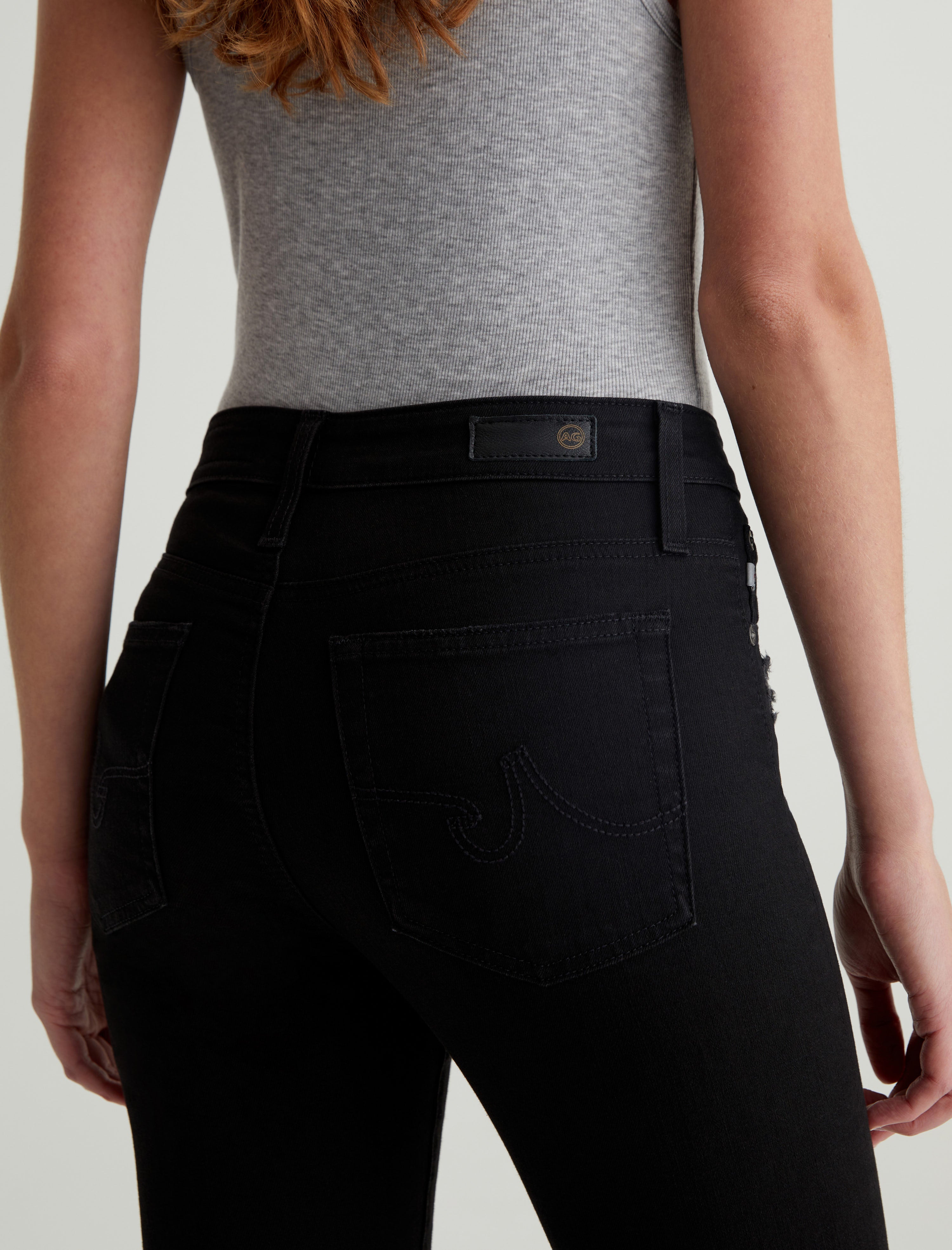 Farrah Skinny Ankle 1 Year Midnight Black Destruct AG-ed Mid-Rise Skinny Ankle Denim Women Bottom Photo 6
