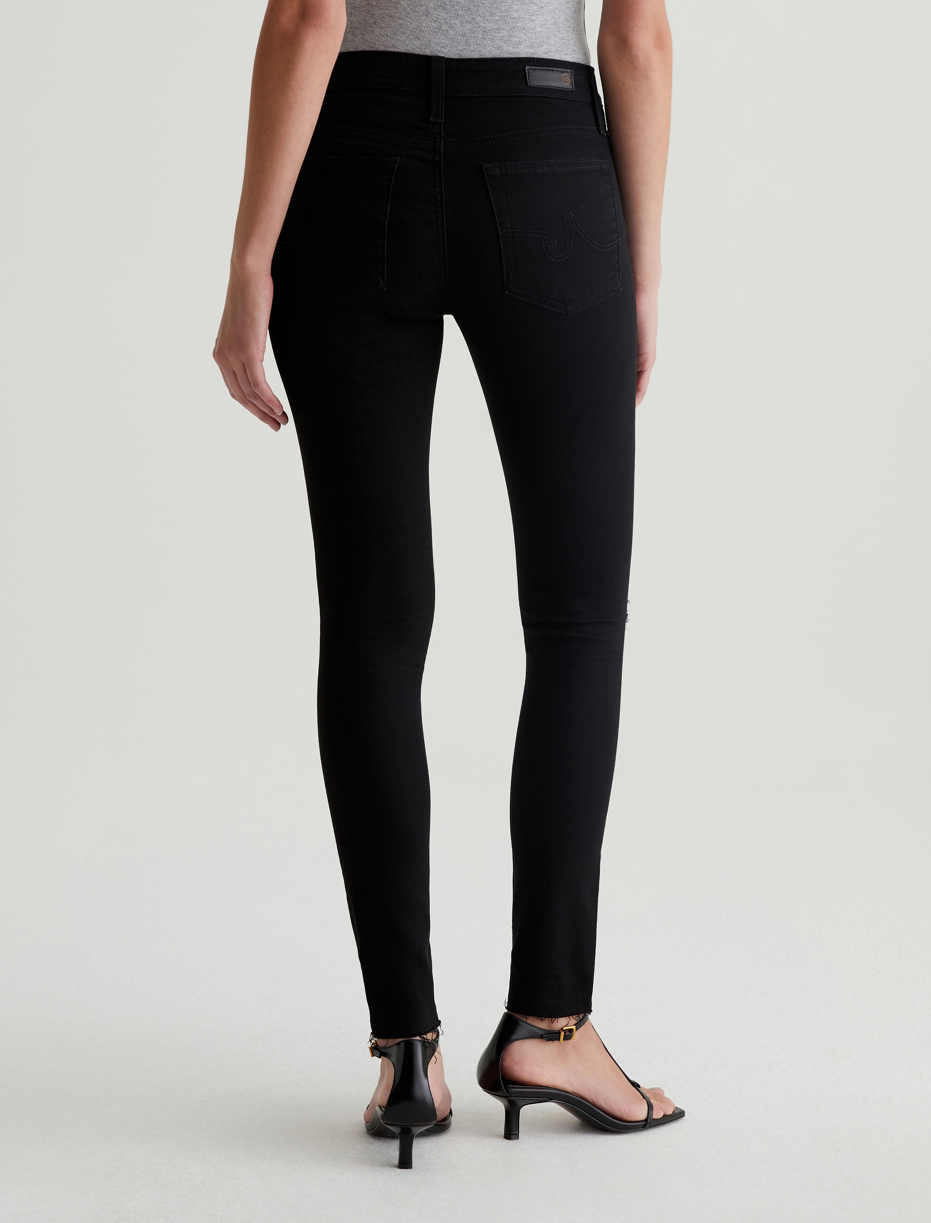 Farrah Skinny Ankle 1 Year Midnight Black Destruct AG-ed Mid-Rise Skinny Ankle Denim Women Bottom Photo 7