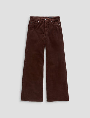 Saige Wide Leg Wood Brown Mid-Rise Fit Womens Bottom Photo 9