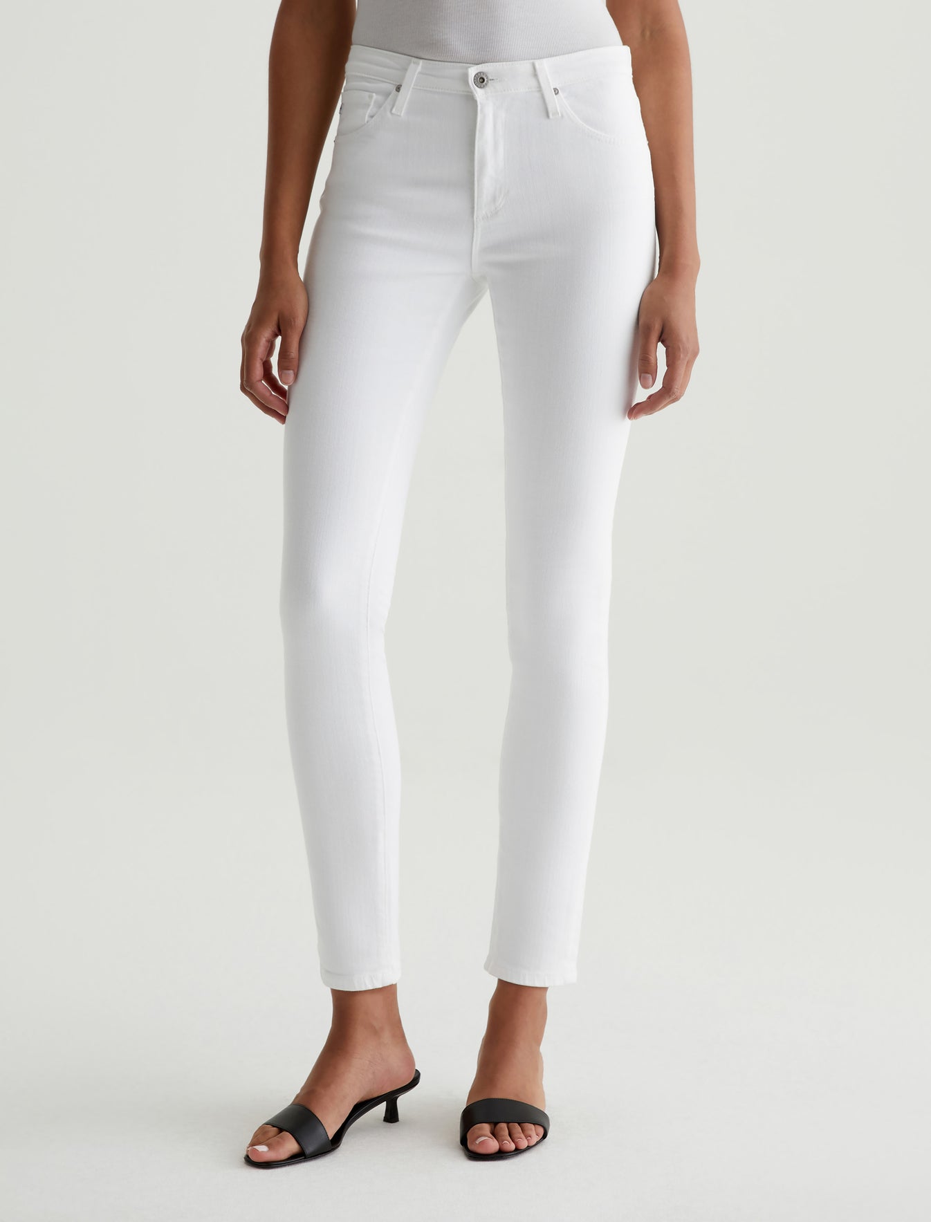 Prima White Cigarette Leg Women Bottom Photo 2