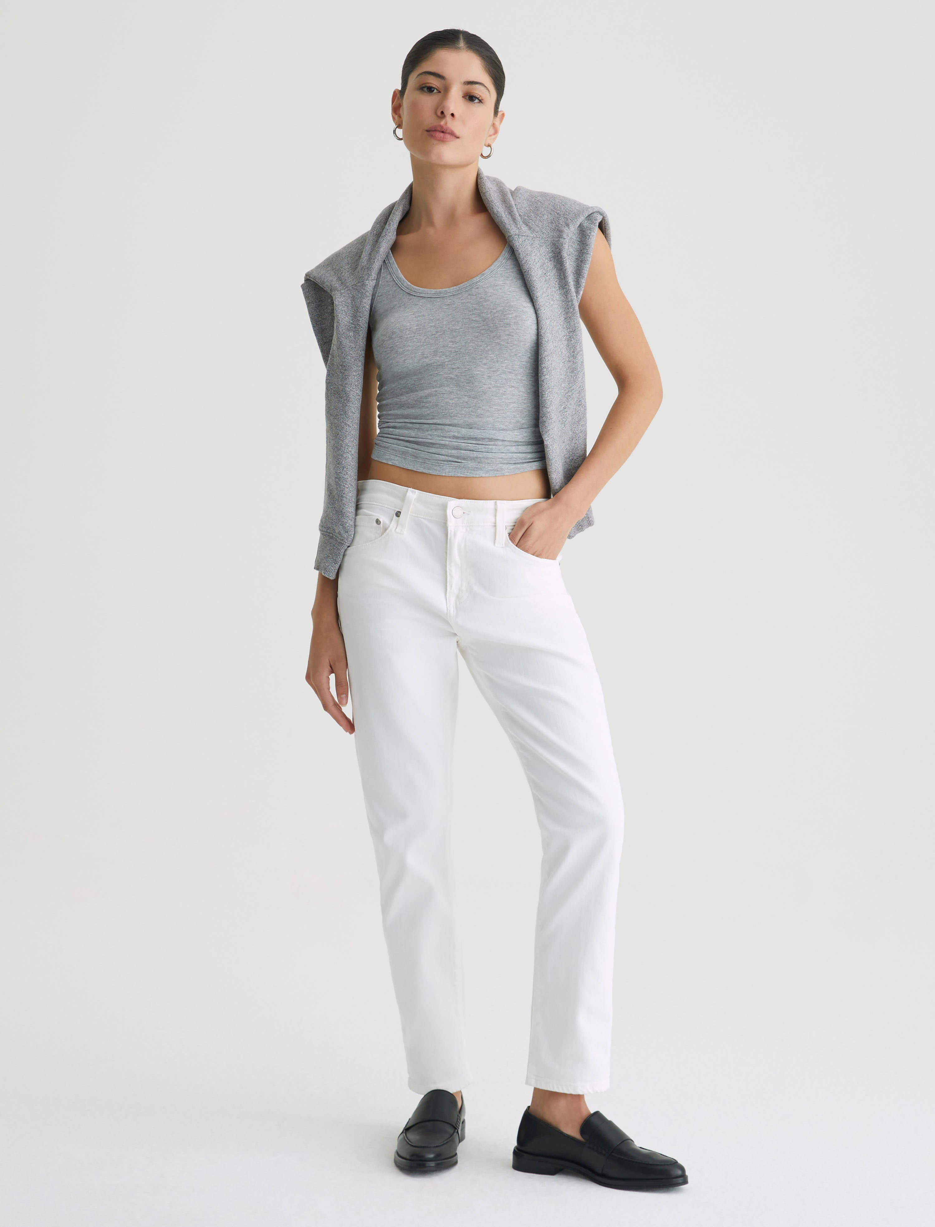 Womens Ex-Boyfriend Slim 1Yr Tonal White at AG Jeans Official Store