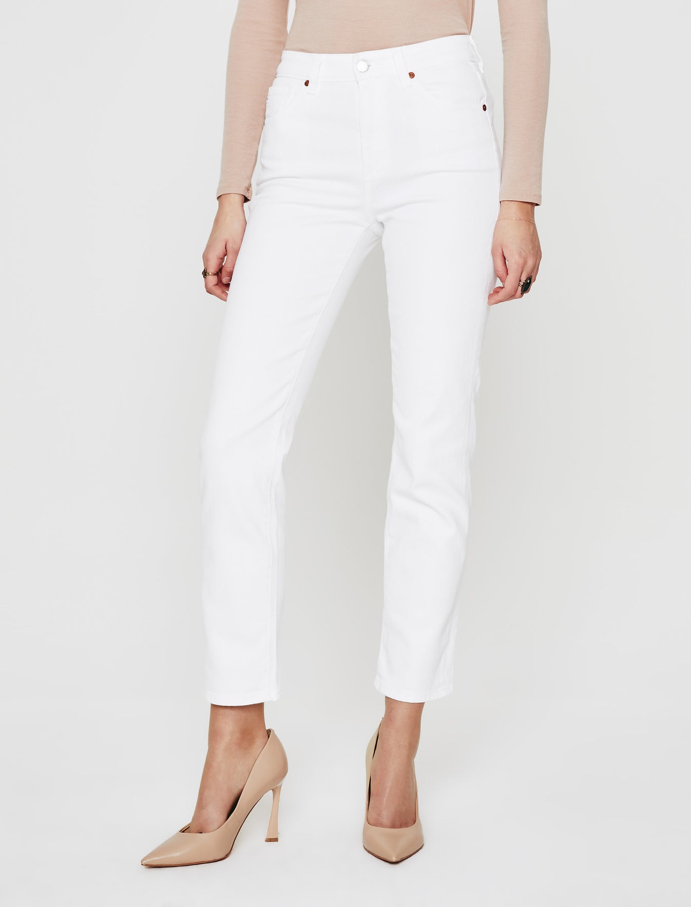 Saige Authentic White High-Rise Straight Women Bottom Photo 2