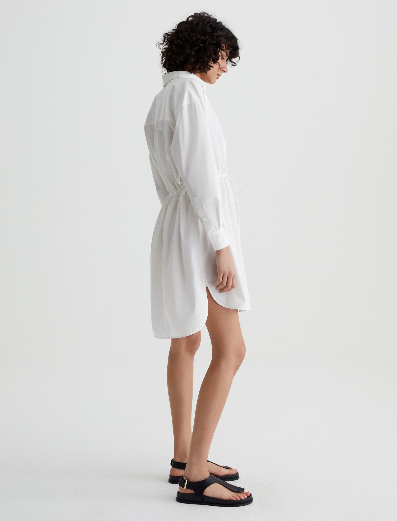 Jolie Shirt Dress Pearl White Relaxed Fit Long Sleeve Button-Up Shirt Women Top Photo 5