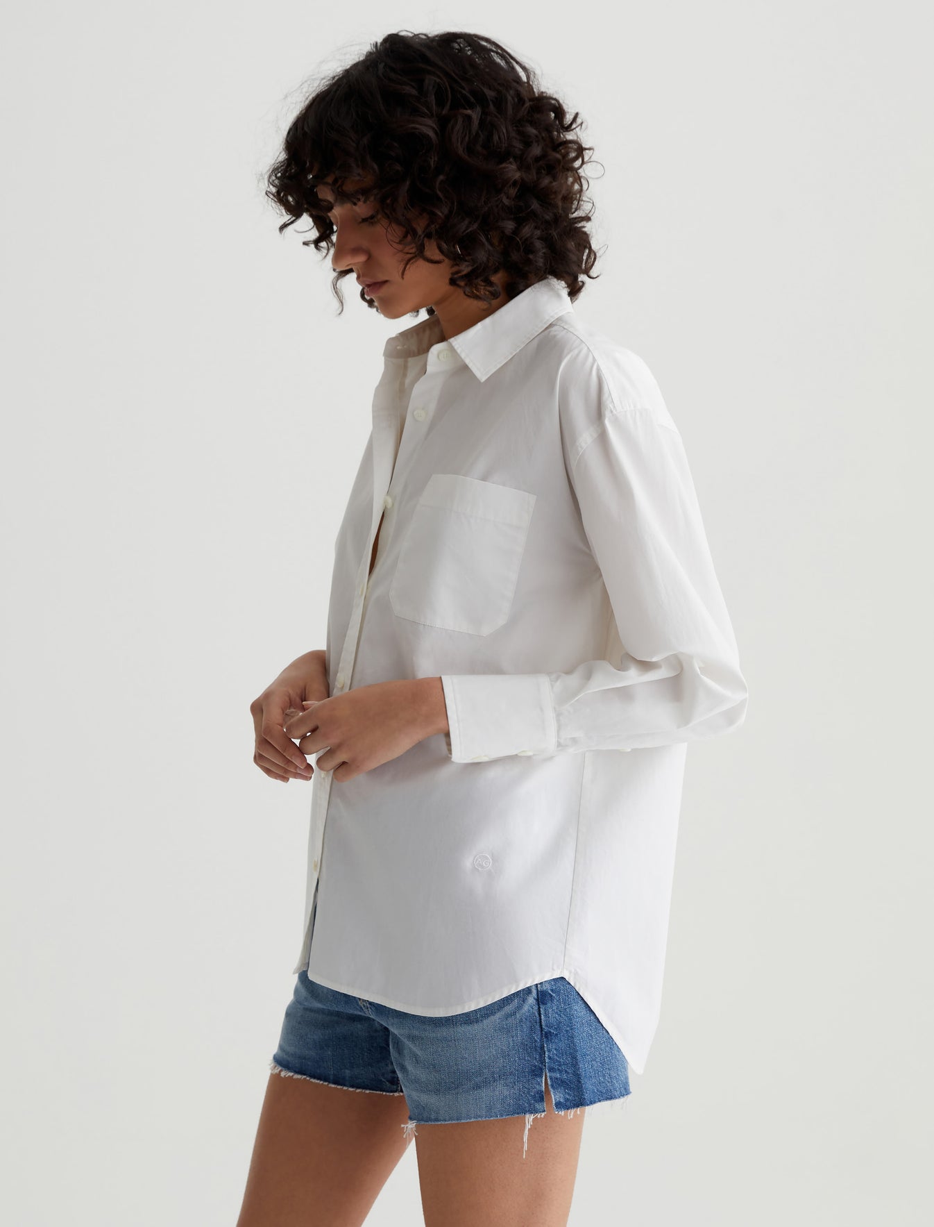 Addison Shirt Pearl White Relaxed Fit Long Sleeve Button-Up Shirt Women Top Photo 2