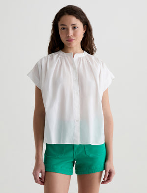 Lotta Blouse White Short Sleeve Shirred Blouse Women Top Photo 1