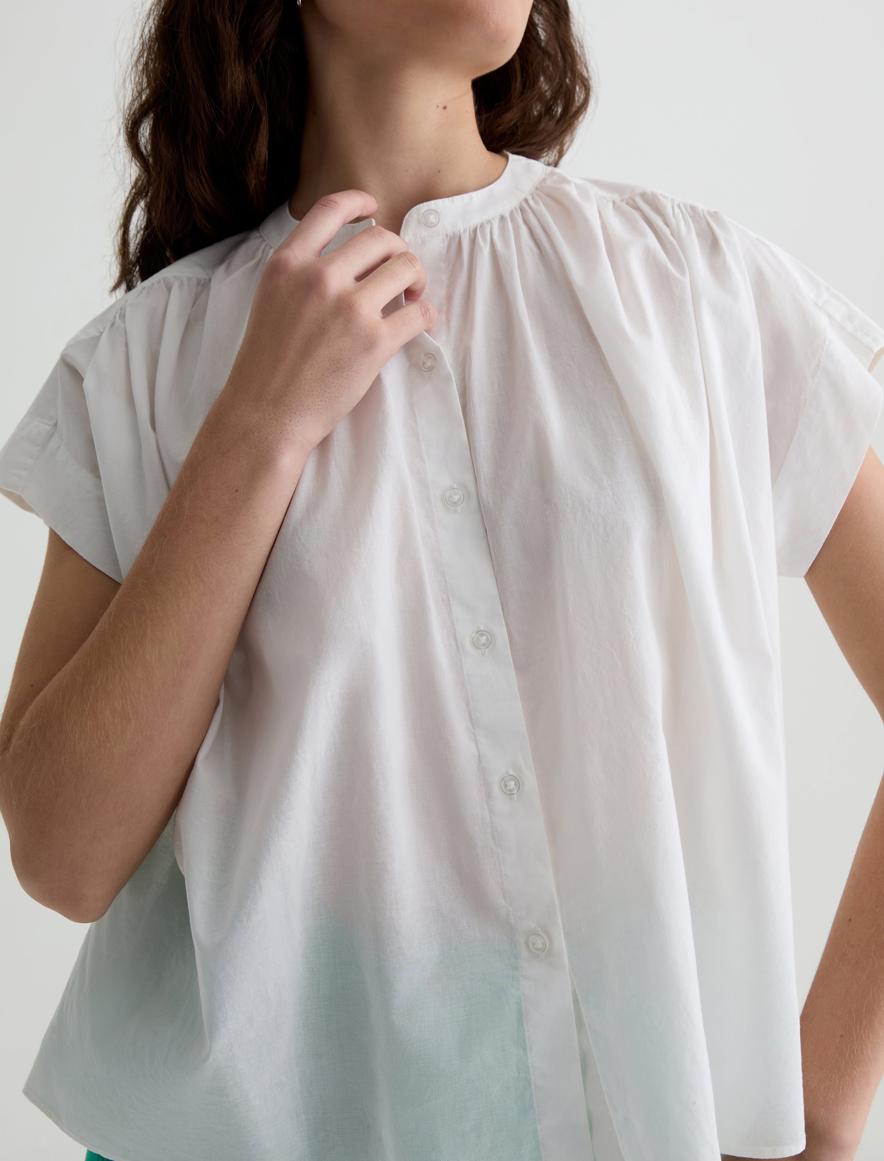 Lotta Blouse White Short Sleeve Shirred Blouse Women Top Photo 2