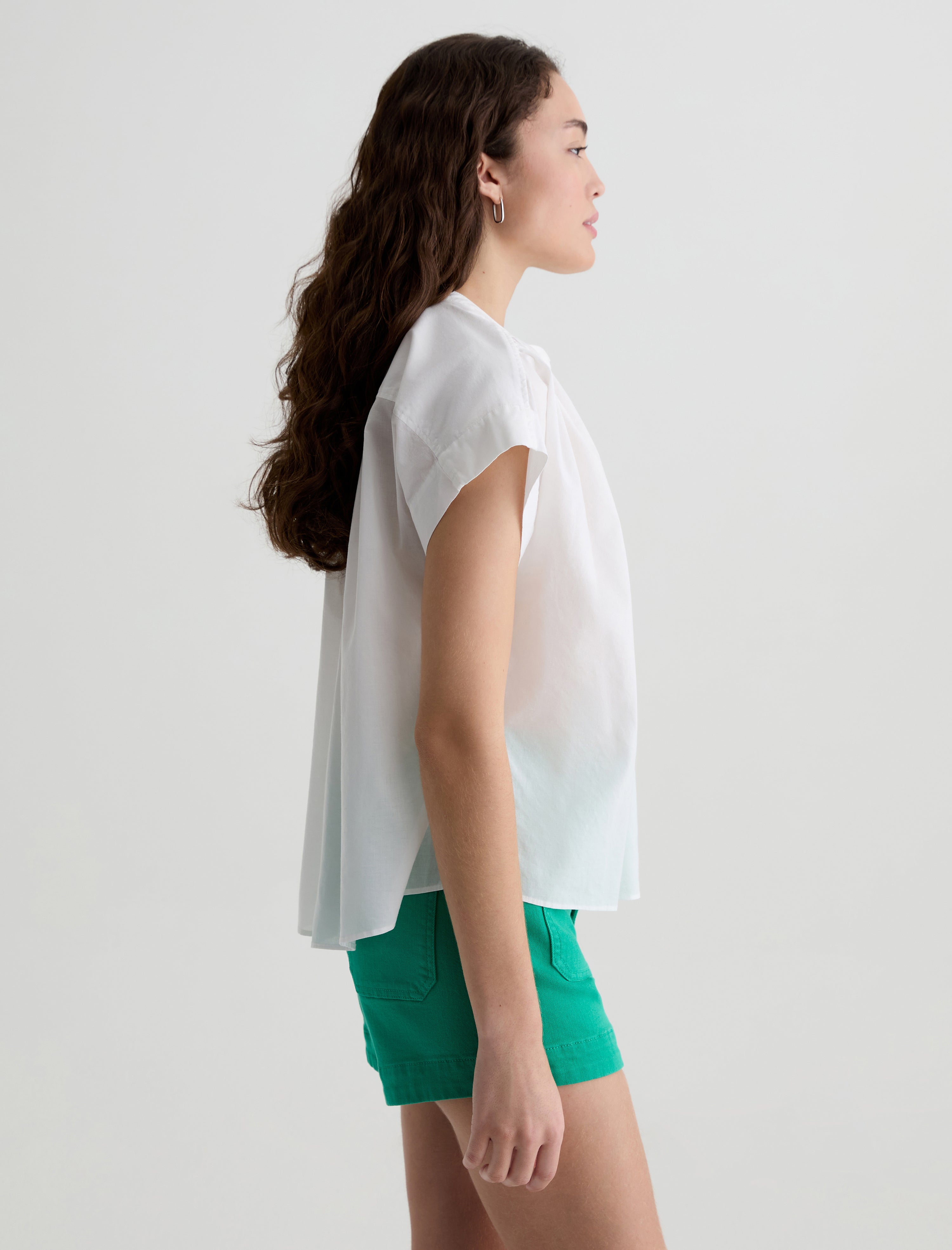 Lotta Blouse White Short Sleeve Shirred Blouse Women Top Photo 3
